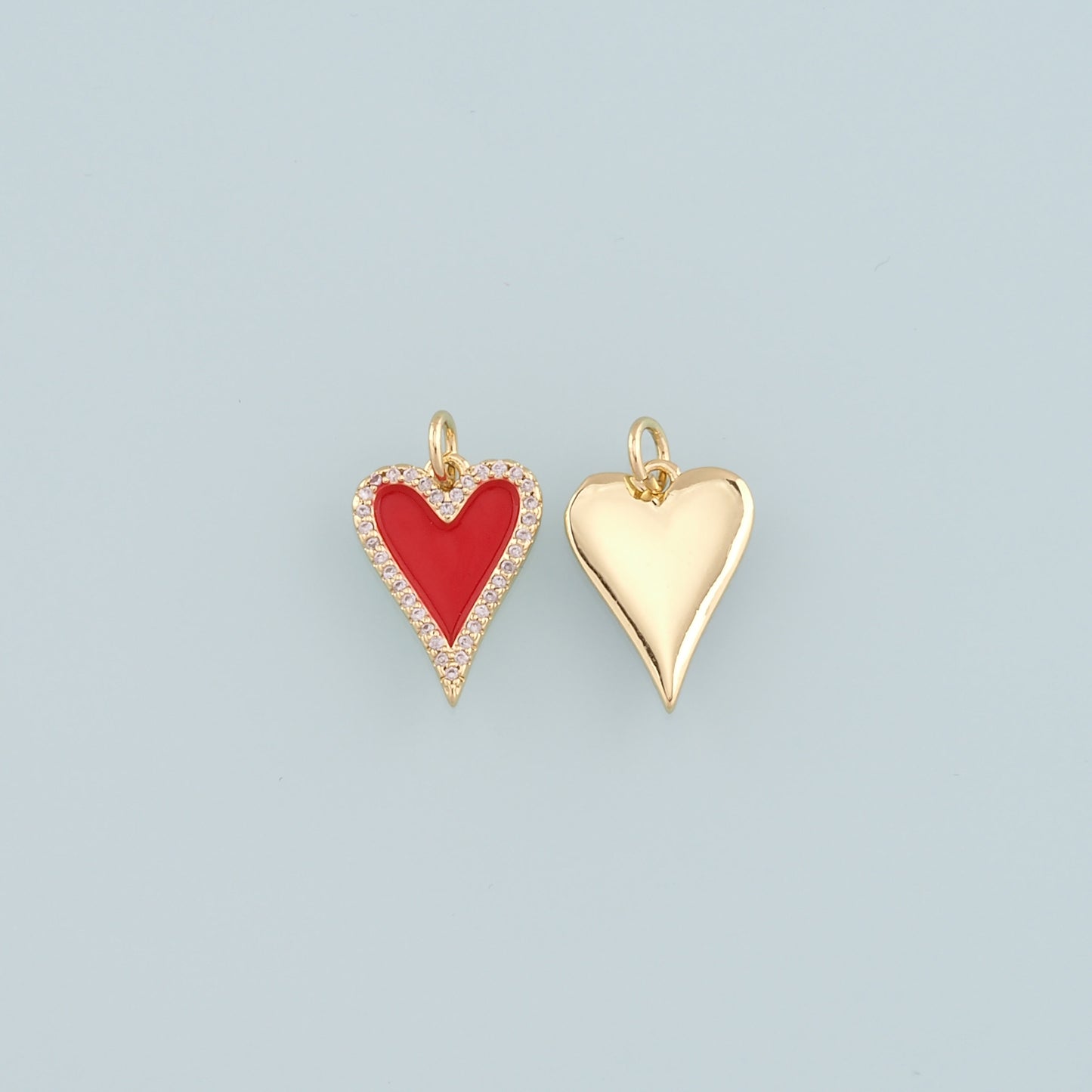 Gold Heart Charms,18K Gold Filled Heart Pendant,Enamel Heart Charm Bracelet Necklace for DIY Jewelry Making Supply