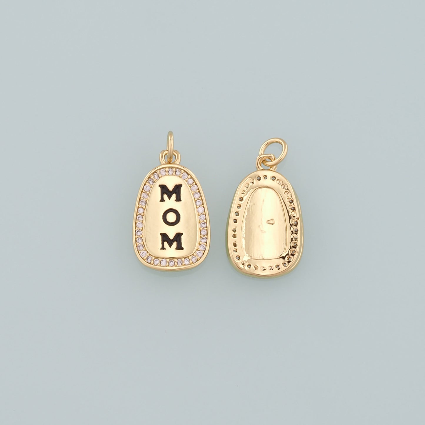 18K Gold Filled Mom Pendant,Enamel Mom Charm Bracelet Necklace for DIY Jewelry Making Supply