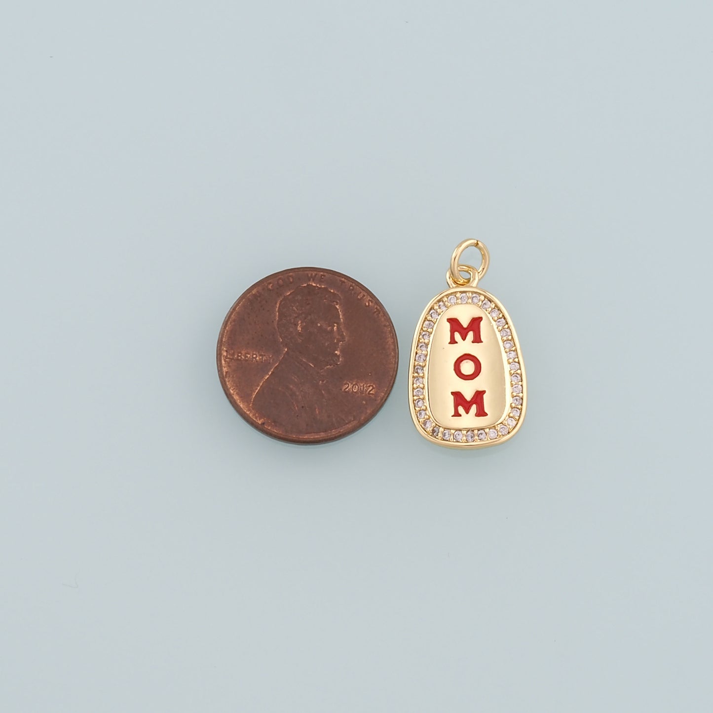 18K Gold Filled Mom Pendant,Enamel Mom Charm Bracelet Necklace for DIY Jewelry Making Supply