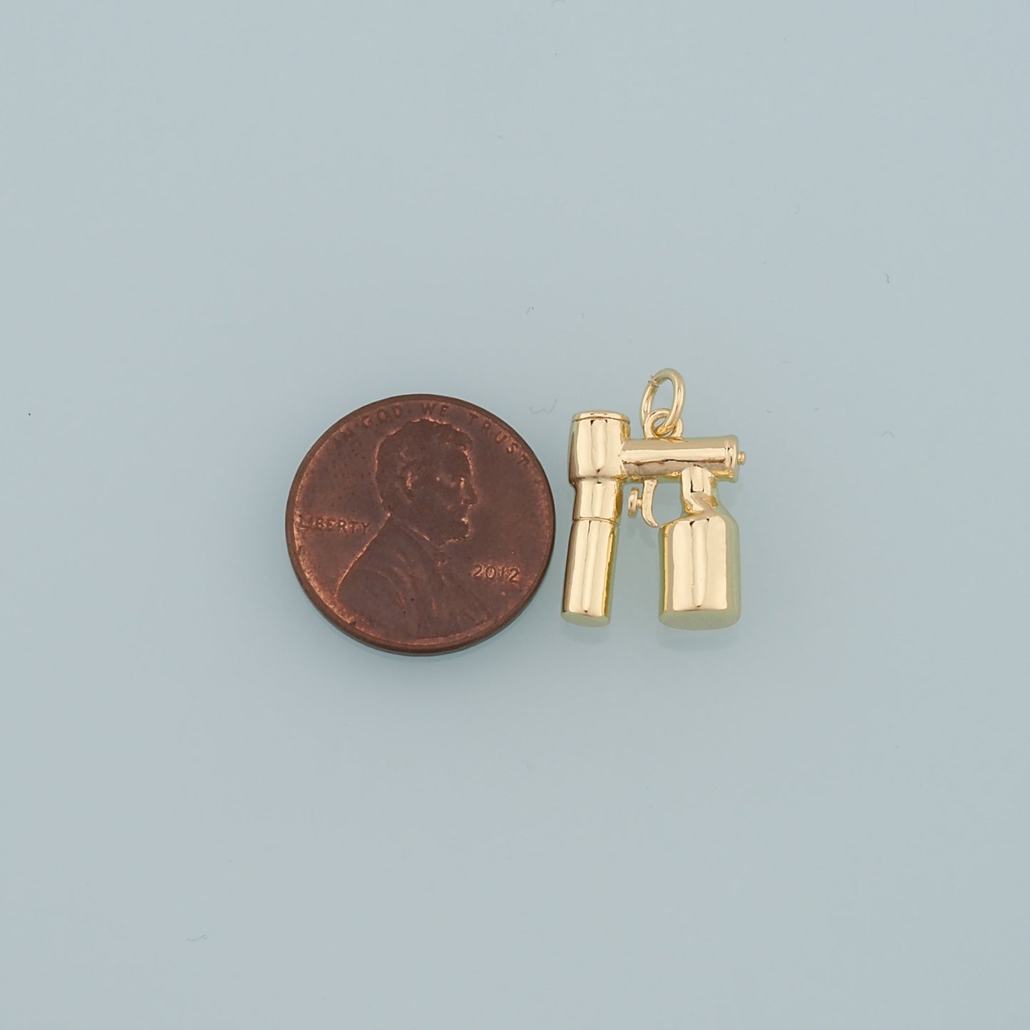 18K Gold Filled Tanning Gun Pendant,Spray Tanning Device Charm Bracelet Necklace for DIY Jewelry Making Supply