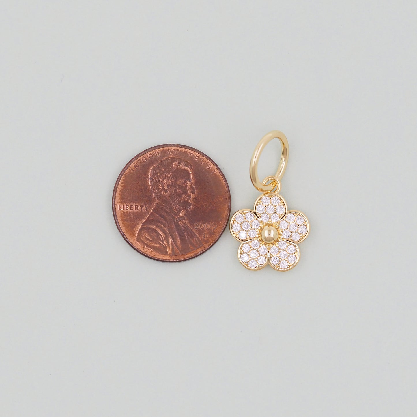 Gold Flower Charms,18K Gold Filled CZ flower Pendant,Silver flower Charm Bracelet Necklace for DIY Jewelry Making Supply