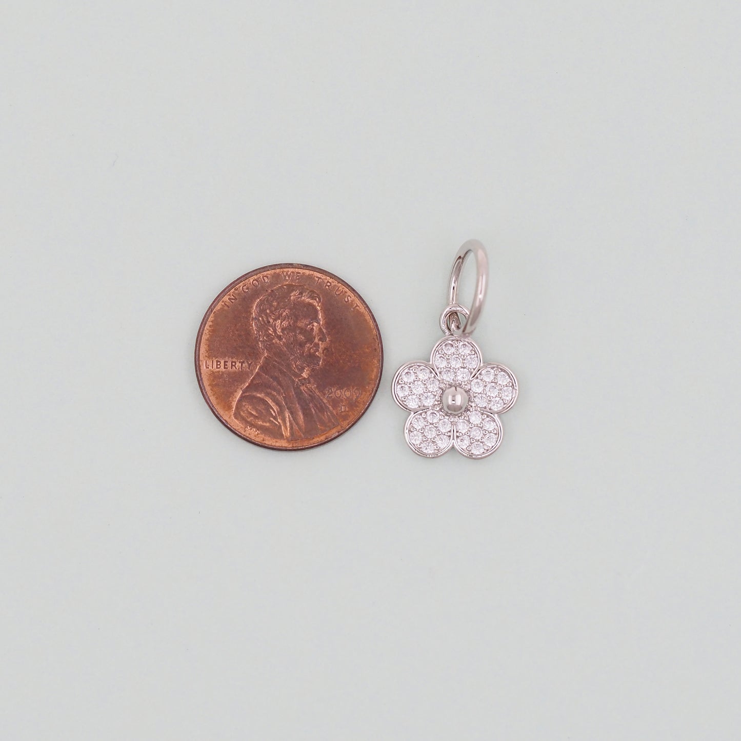 Gold Flower Charms,18K Gold Filled CZ flower Pendant,Silver flower Charm Bracelet Necklace for DIY Jewelry Making Supply