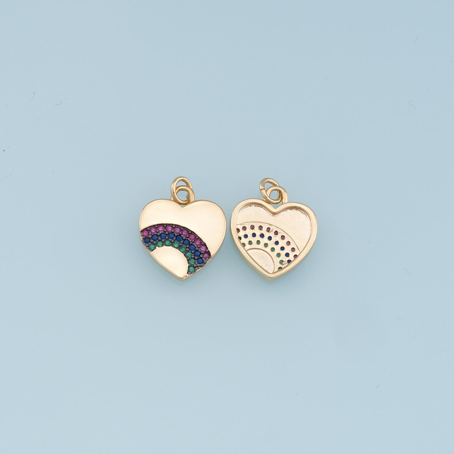 Gold Heart Charms,18K Gold Filled Heart Pendant,CZ Micro Pave Heart Charm Bracelet Necklace for DIY Jewelry Making Supply