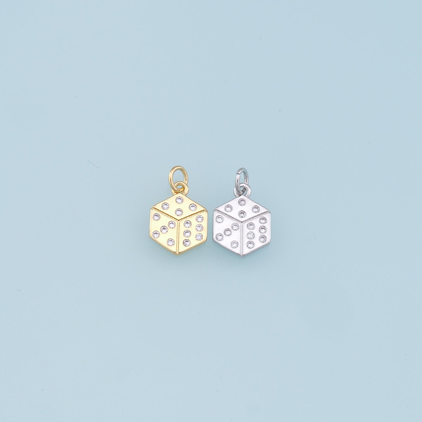 Gold Dice Charms,18K Gold Filled Dice Pendant,Dice Charms Bracelet Necklace for DIY Jewelry Making Supply