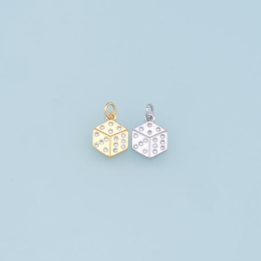 Gold Dice Charms,18K Gold Filled Dice Pendant,Dice Charms Bracelet Necklace for DIY Jewelry Making Supply