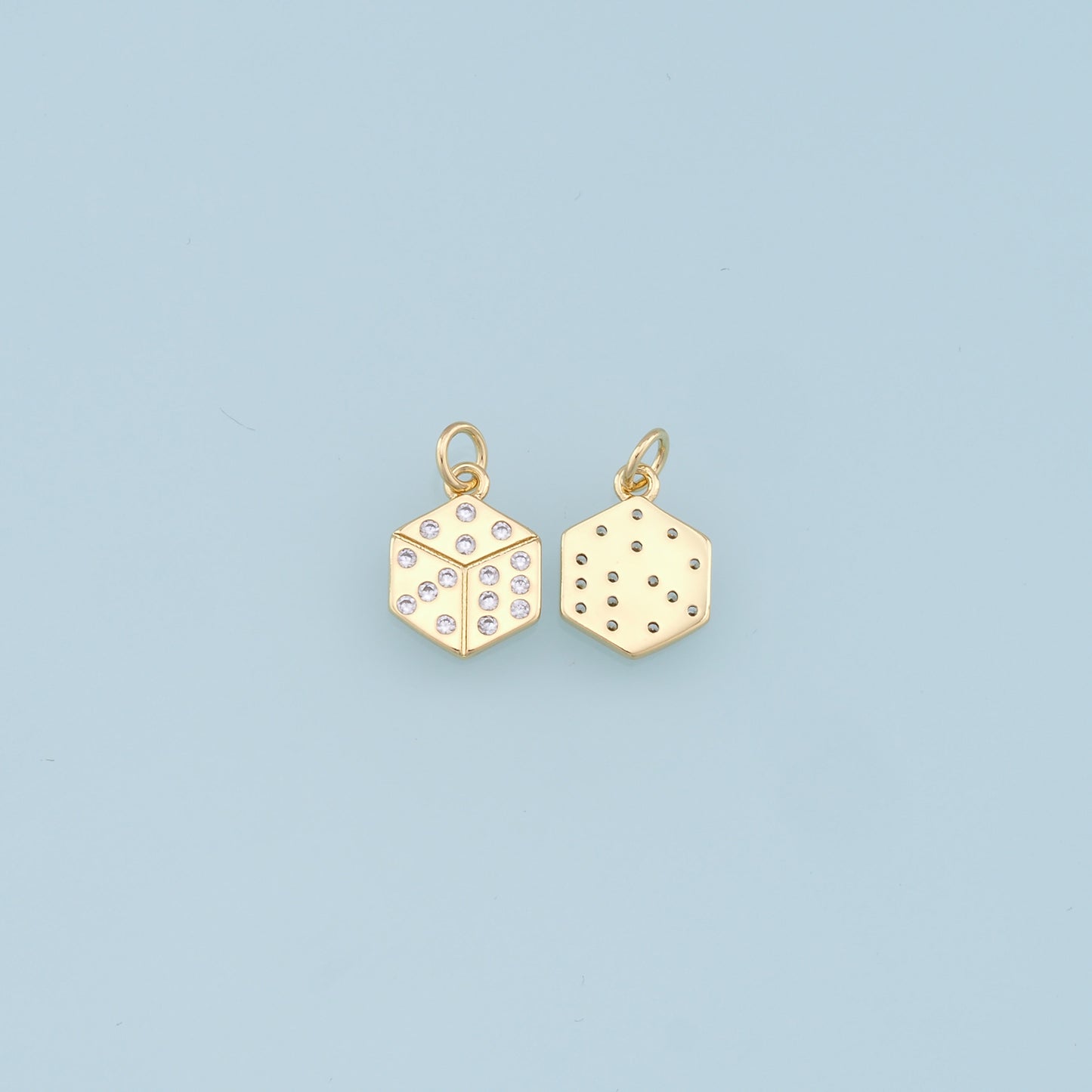 Gold Dice Charms,18K Gold Filled Dice Pendant,Dice Charms Bracelet Necklace for DIY Jewelry Making Supply