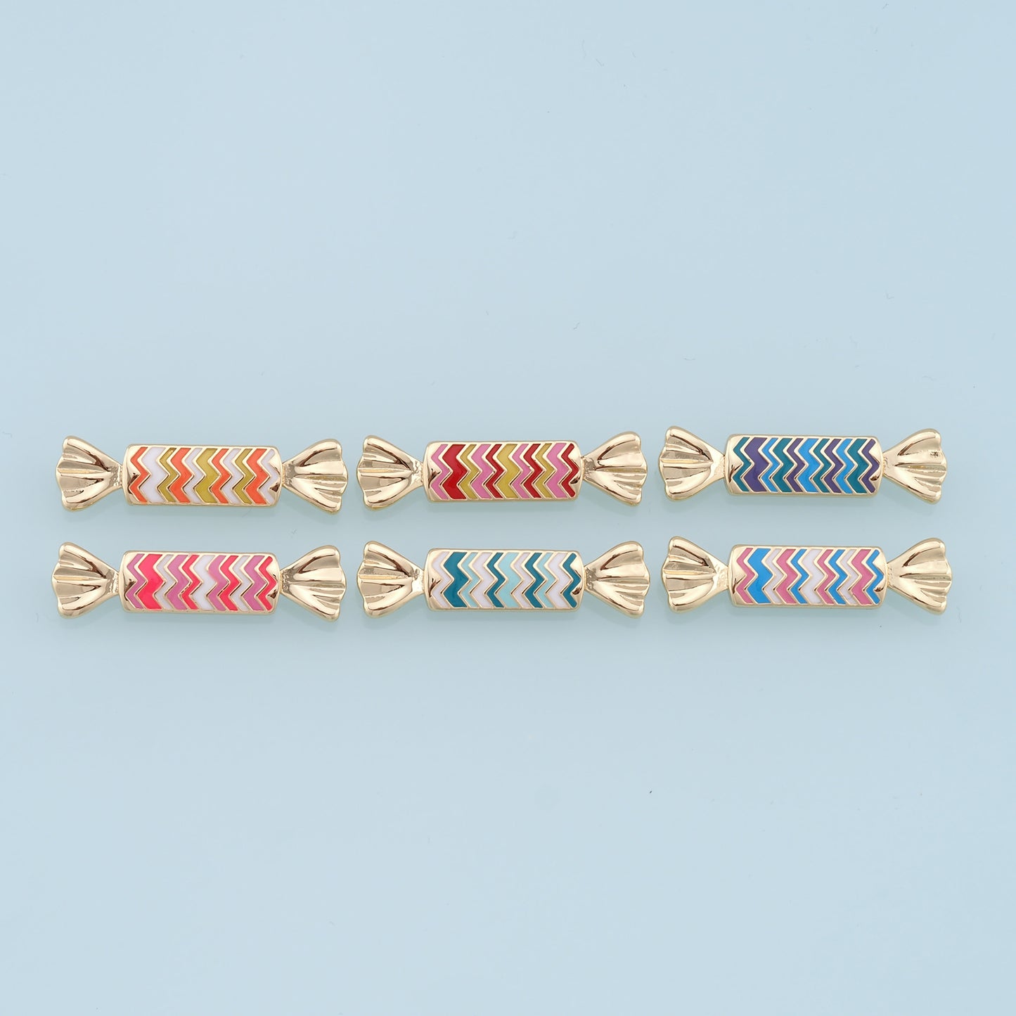 Gold Candy Charms,18K Gold Filled Enamel Sweet Pendant,Color Candy Charms Bracelet Necklace for DIY Jewelry Making Supply