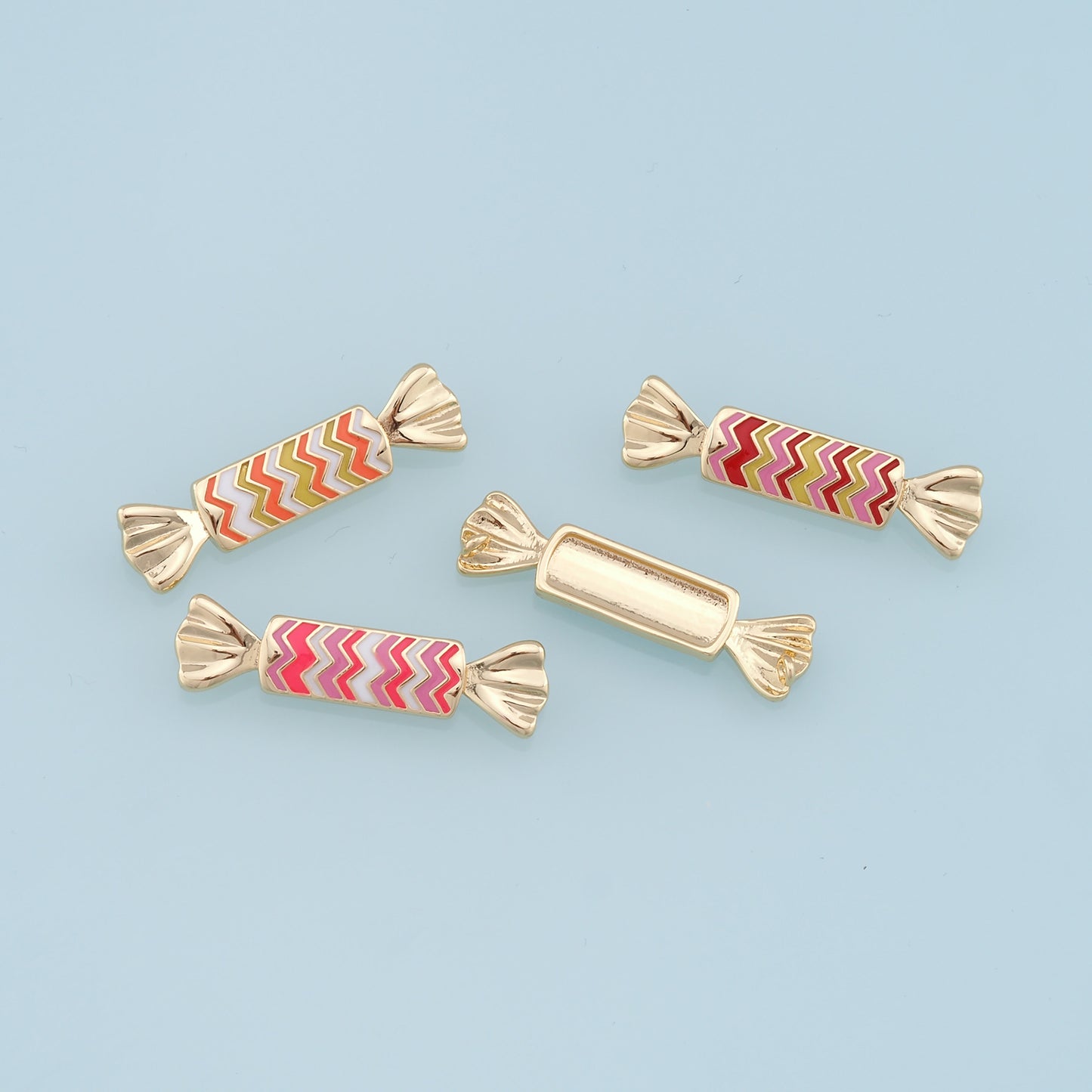 Gold Candy Charms,18K Gold Filled Enamel Sweet Pendant,Color Candy Charms Bracelet Necklace for DIY Jewelry Making Supply