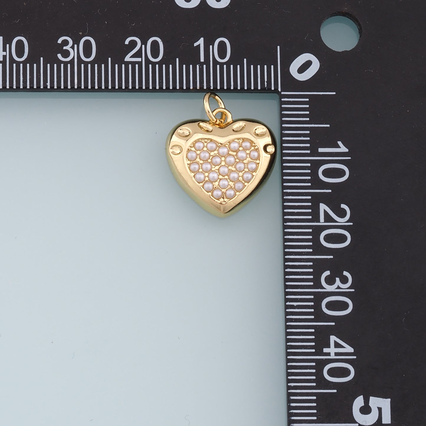 Gold Heart Pearl Charms,18K Gold Filled Heart Pendant,Heart Charm Bracelet Necklace for DIY Jewelry Making Supply