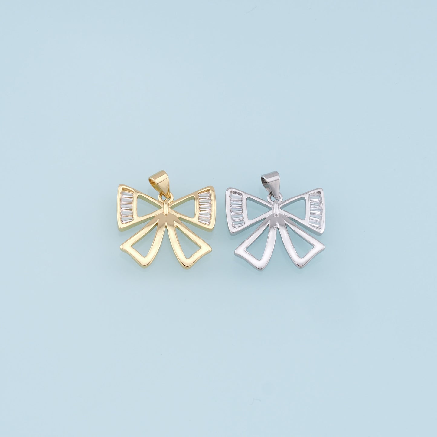 Gold Bow Charms,18K Gold Filled Bow Pendant,bow tie Charm Bracelet Necklace for DIY Jewelry Making Supply
