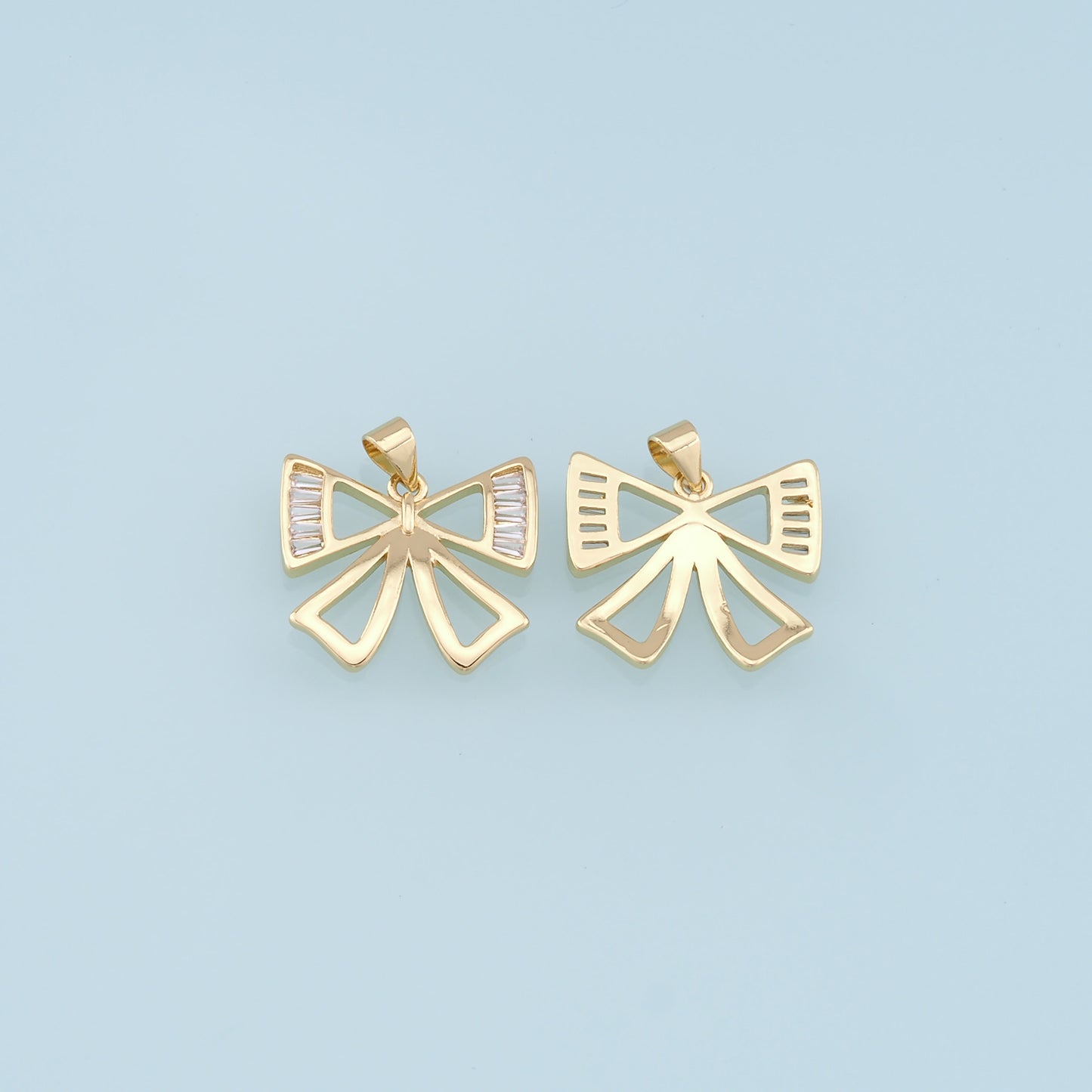 Gold Bow Charms,18K Gold Filled Bow Pendant,bow tie Charm Bracelet Necklace for DIY Jewelry Making Supply