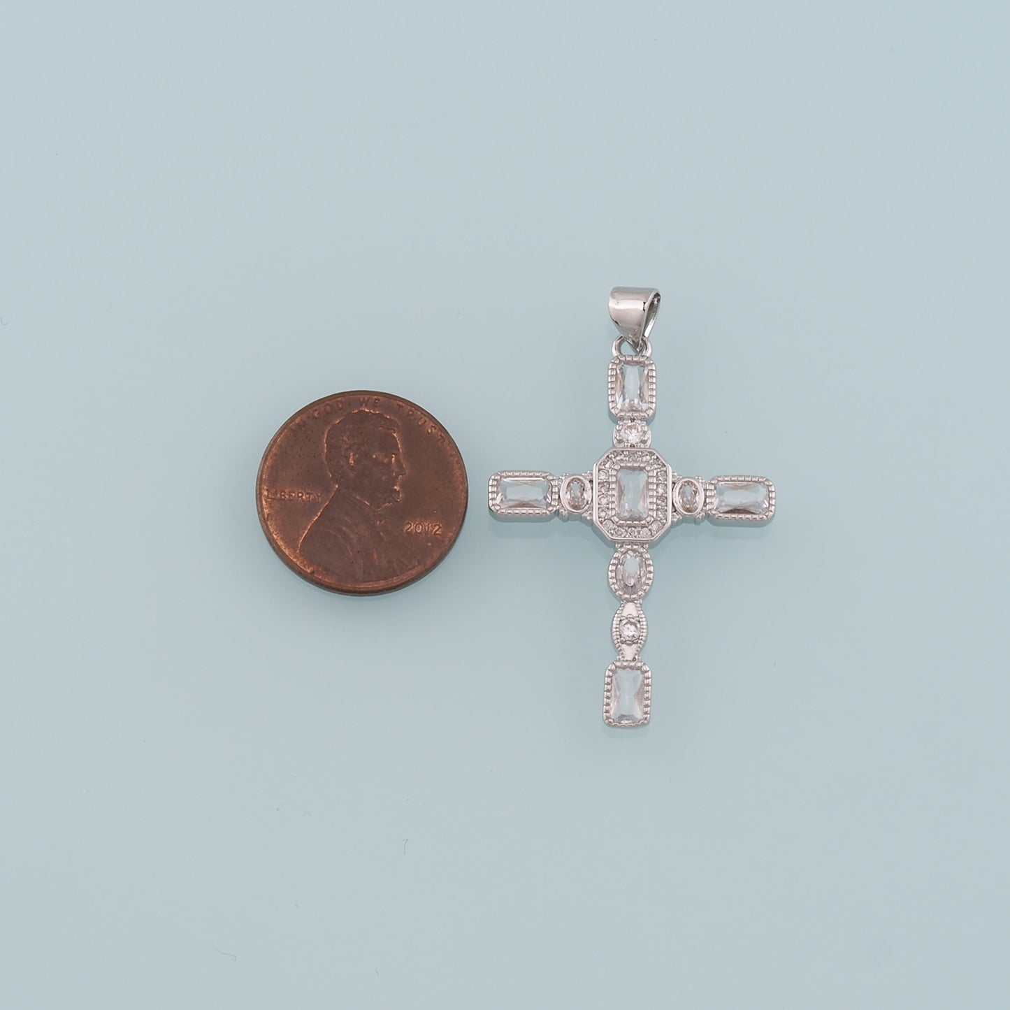 Gold Cross Charms,18K Gold Filled Cross Pendant,CZ Micro Pave Religion Charm Bracelet Necklace for DIY Jewelry Making Supply