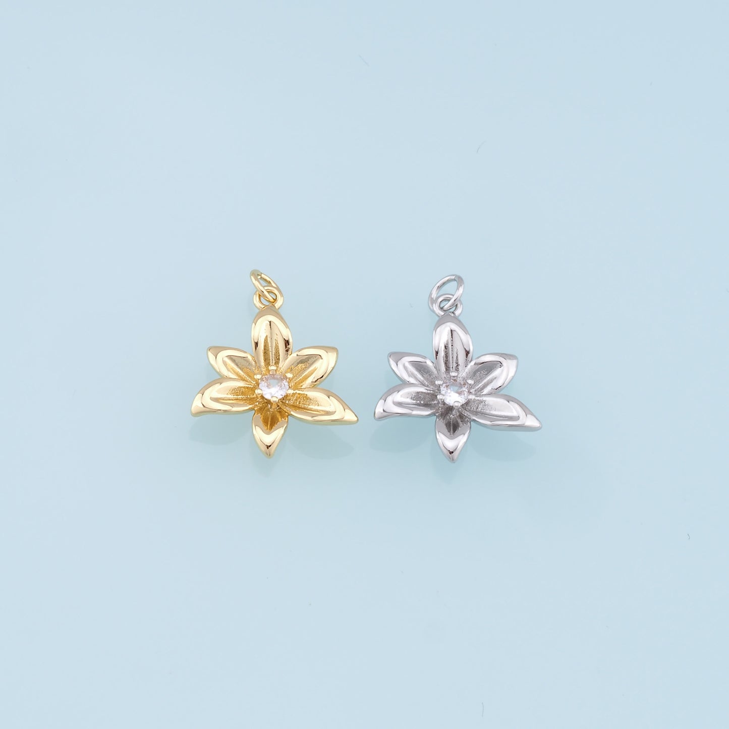 Gold Flower Charms,18K Gold Filled Flower Pendant,Silver Flower Charm Bracelet Necklace for DIY Jewelry Making Supply
