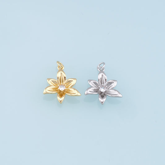 Gold Flower Charms,18K Gold Filled Flower Pendant,Silver Flower Charm Bracelet Necklace for DIY Jewelry Making Supply