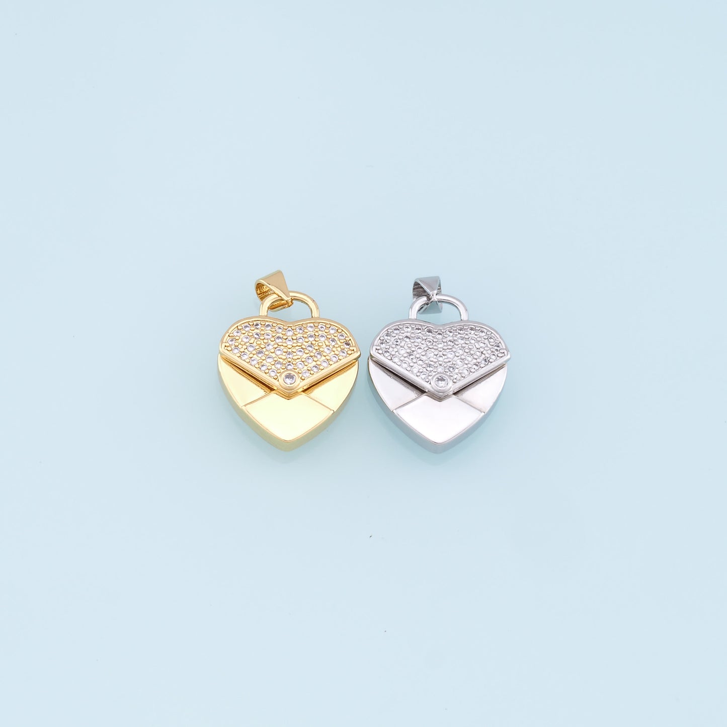 Gold Heart Charms,18K Gold Filled Heart Pendant,CZ Micro Pave Heart Charm Bracelet Necklace for DIY Jewelry Making Supply