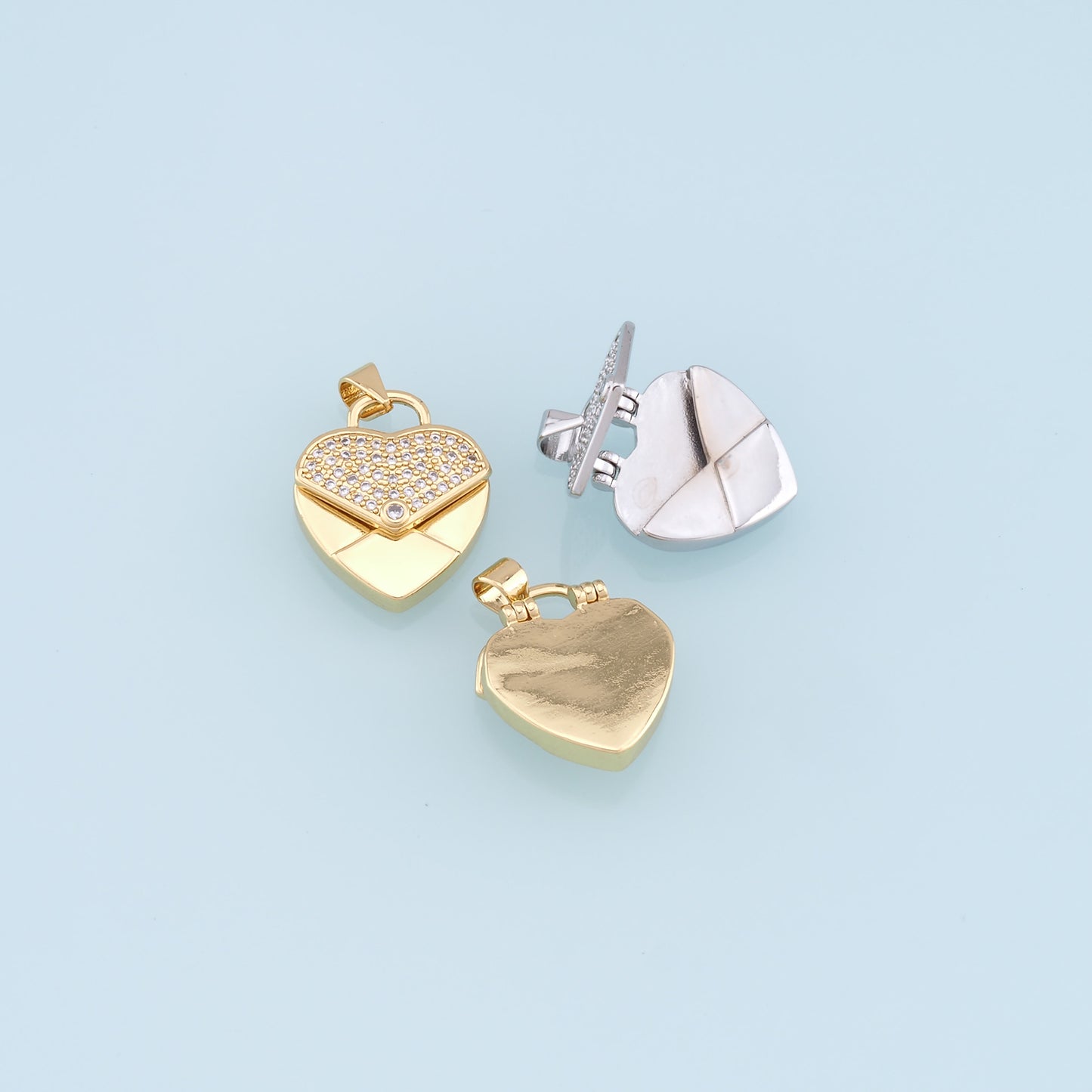 Gold Heart Charms,18K Gold Filled Heart Pendant,CZ Micro Pave Heart Charm Bracelet Necklace for DIY Jewelry Making Supply