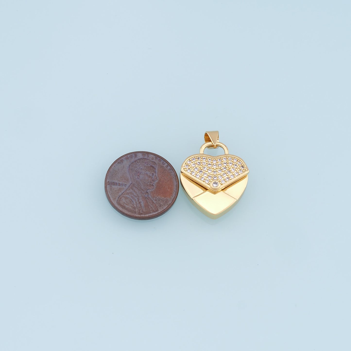 Gold Heart Charms,18K Gold Filled Heart Pendant,CZ Micro Pave Heart Charm Bracelet Necklace for DIY Jewelry Making Supply