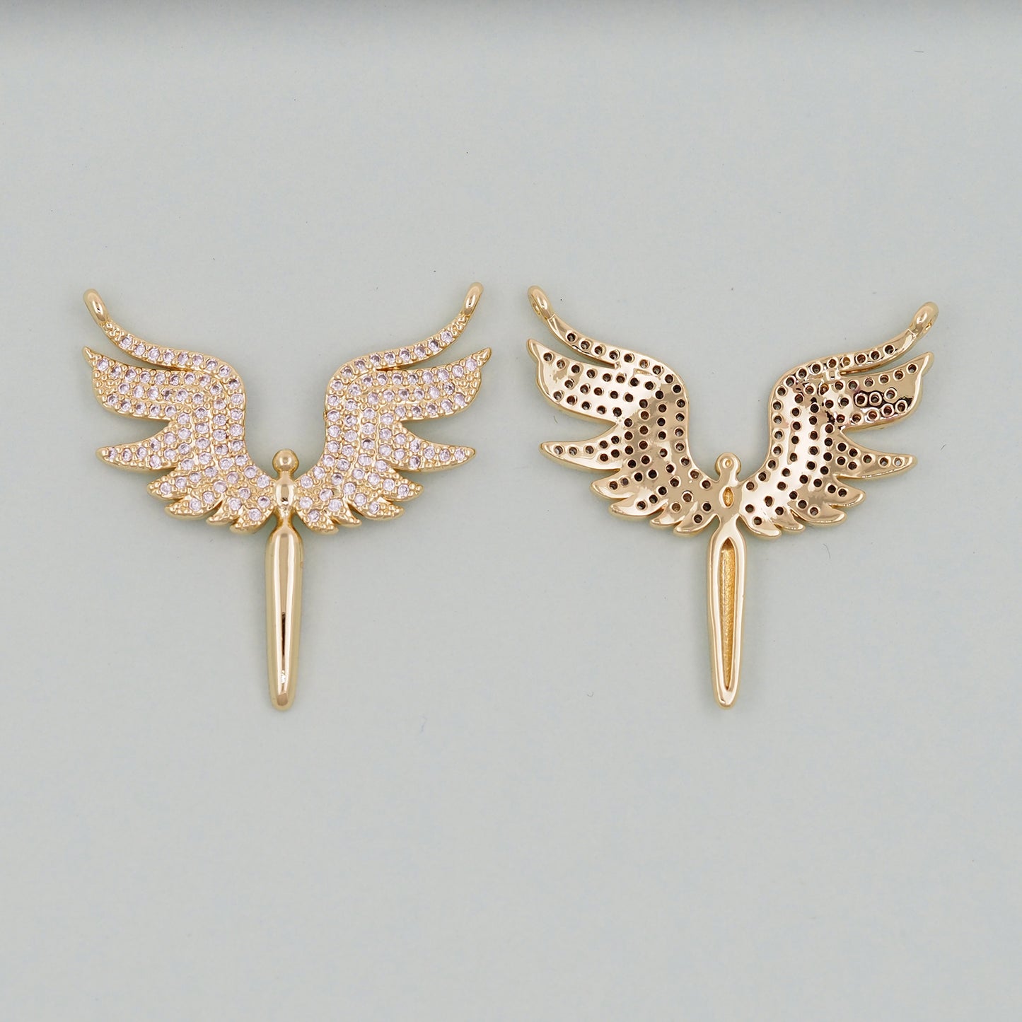Gold Angel Charms,18K Gold Filled CZ Angel Pendant,Angel Charm Bracelet Necklace for DIY Jewelry Making Supply