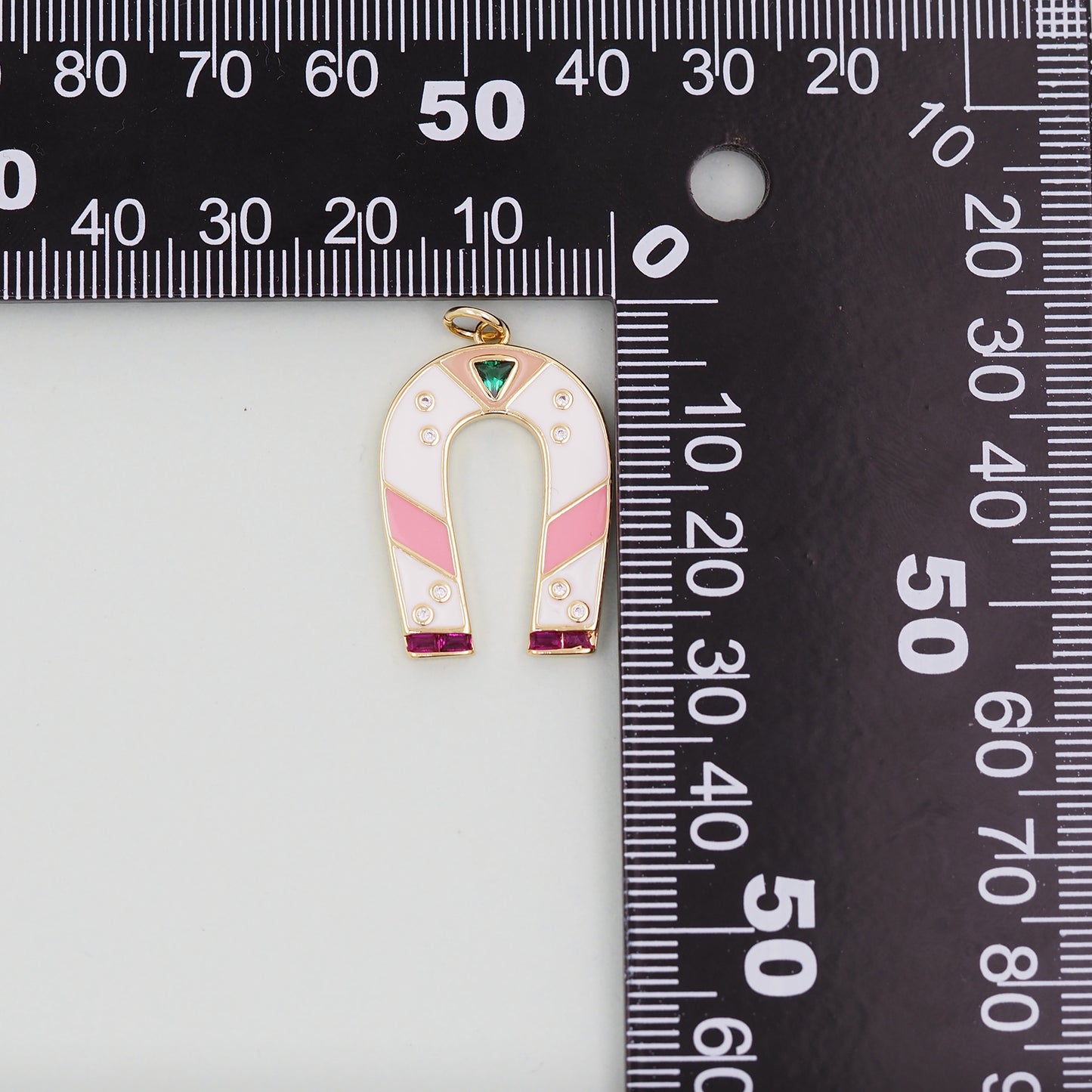 Gold horseshoe Charms,18K Gold Filled CZ horseshoe Pendant,horseshoe Charm Bracelet Necklace for DIY Jewelry Making Supply