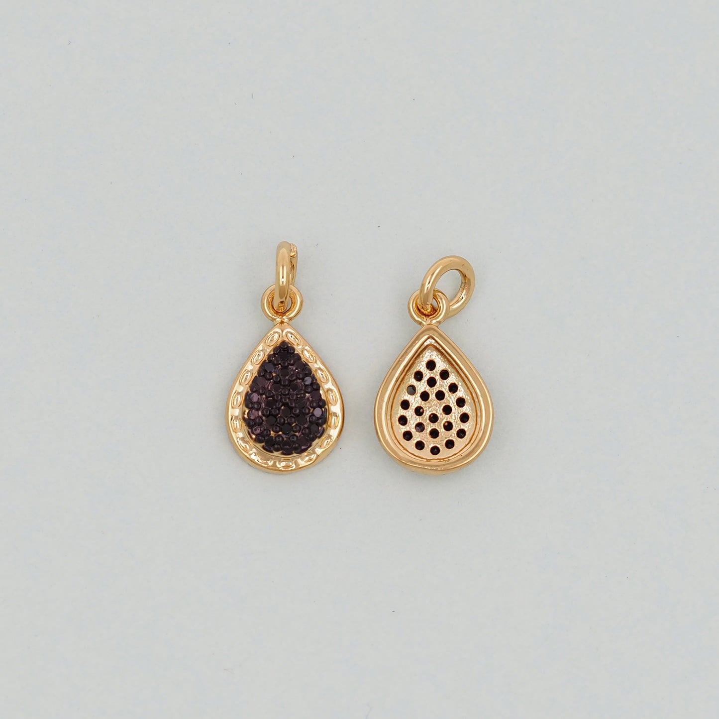 Gold Teardrop Charms,18K Gold Filled teardrop Pendant,CZ Micro Pave teardrop Charm Bracelet Necklace for DIY Jewelry Making Supply