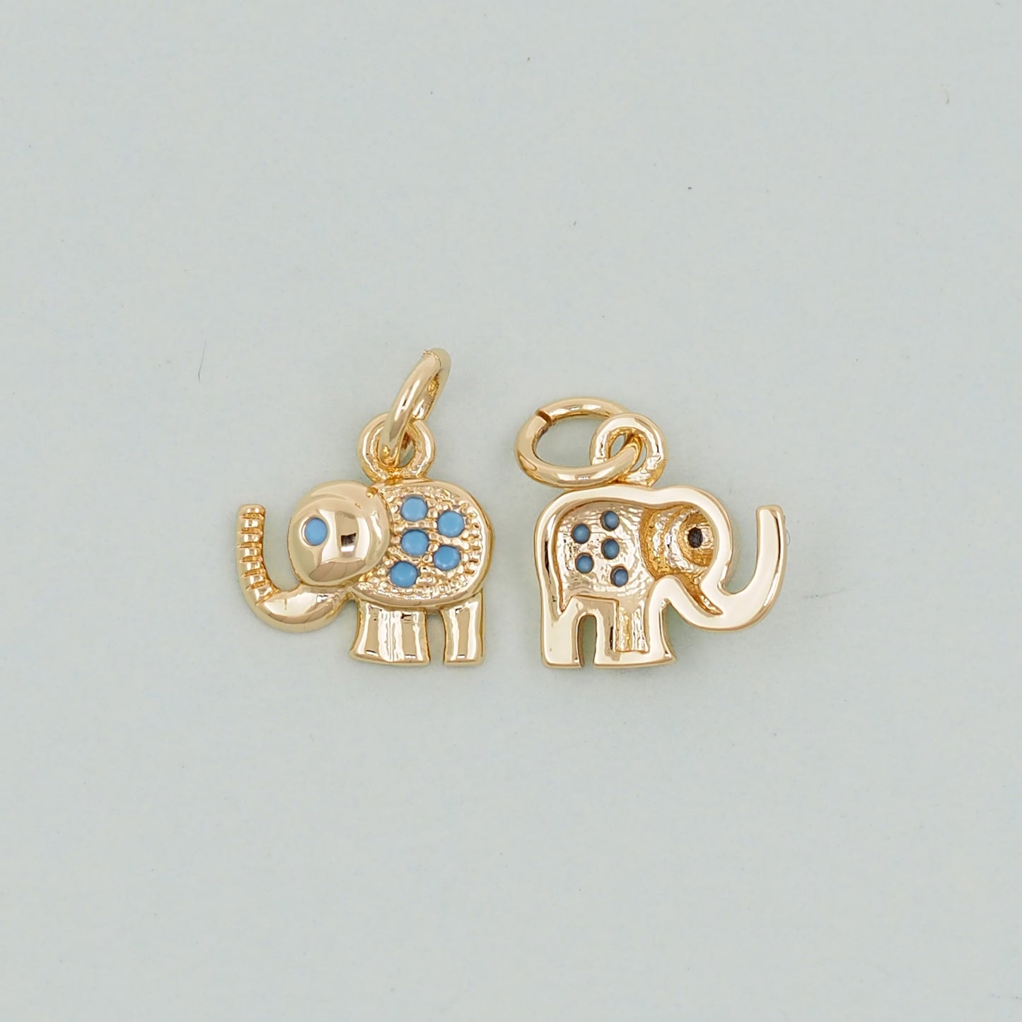 Gold Tiny Elephant Charms,18K Gold Filled CZ Elephant Pendant,Elephant Charm Bracelet Necklace for DIY Jewelry Making Supply
