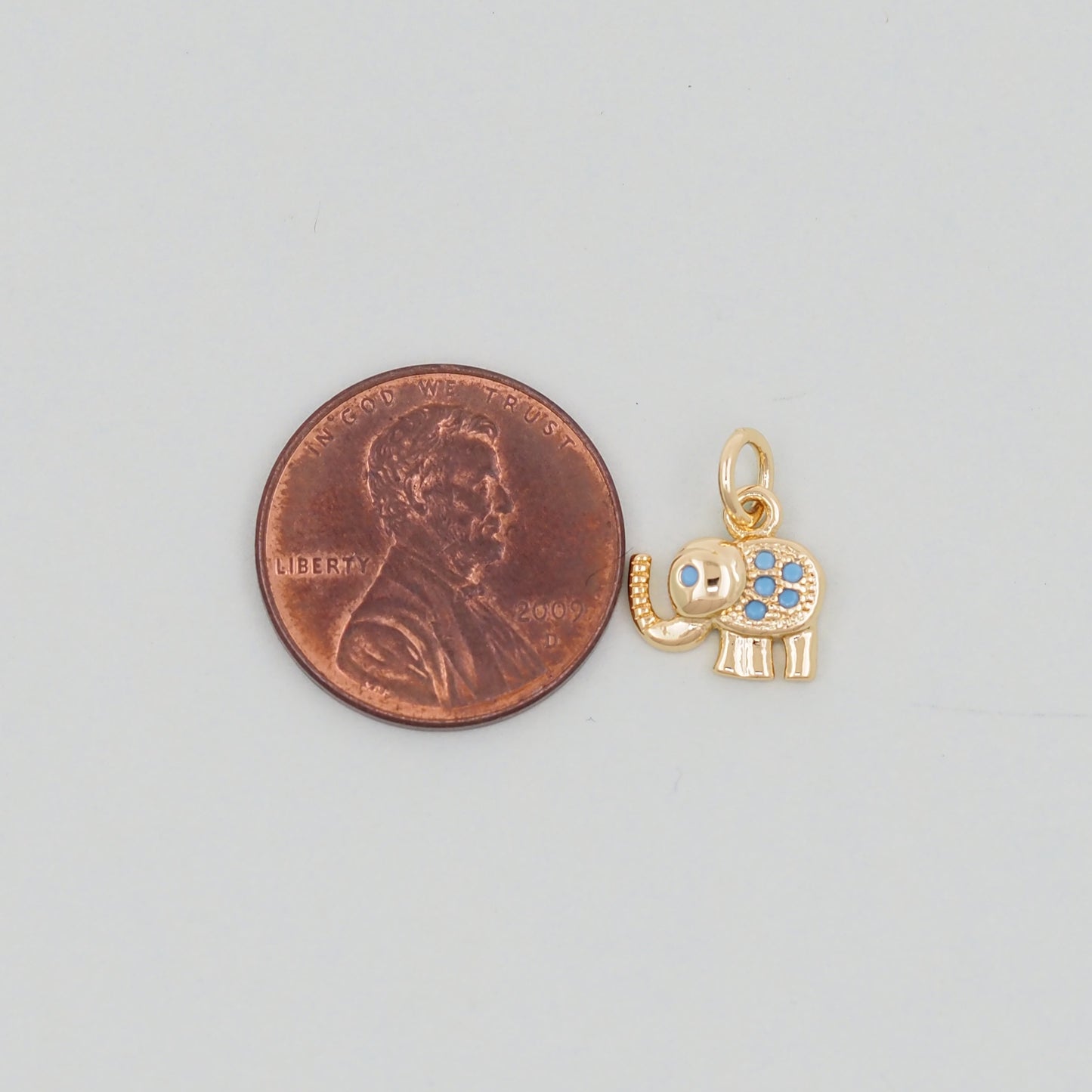 Gold Tiny Elephant Charms,18K Gold Filled CZ Elephant Pendant,Elephant Charm Bracelet Necklace for DIY Jewelry Making Supply
