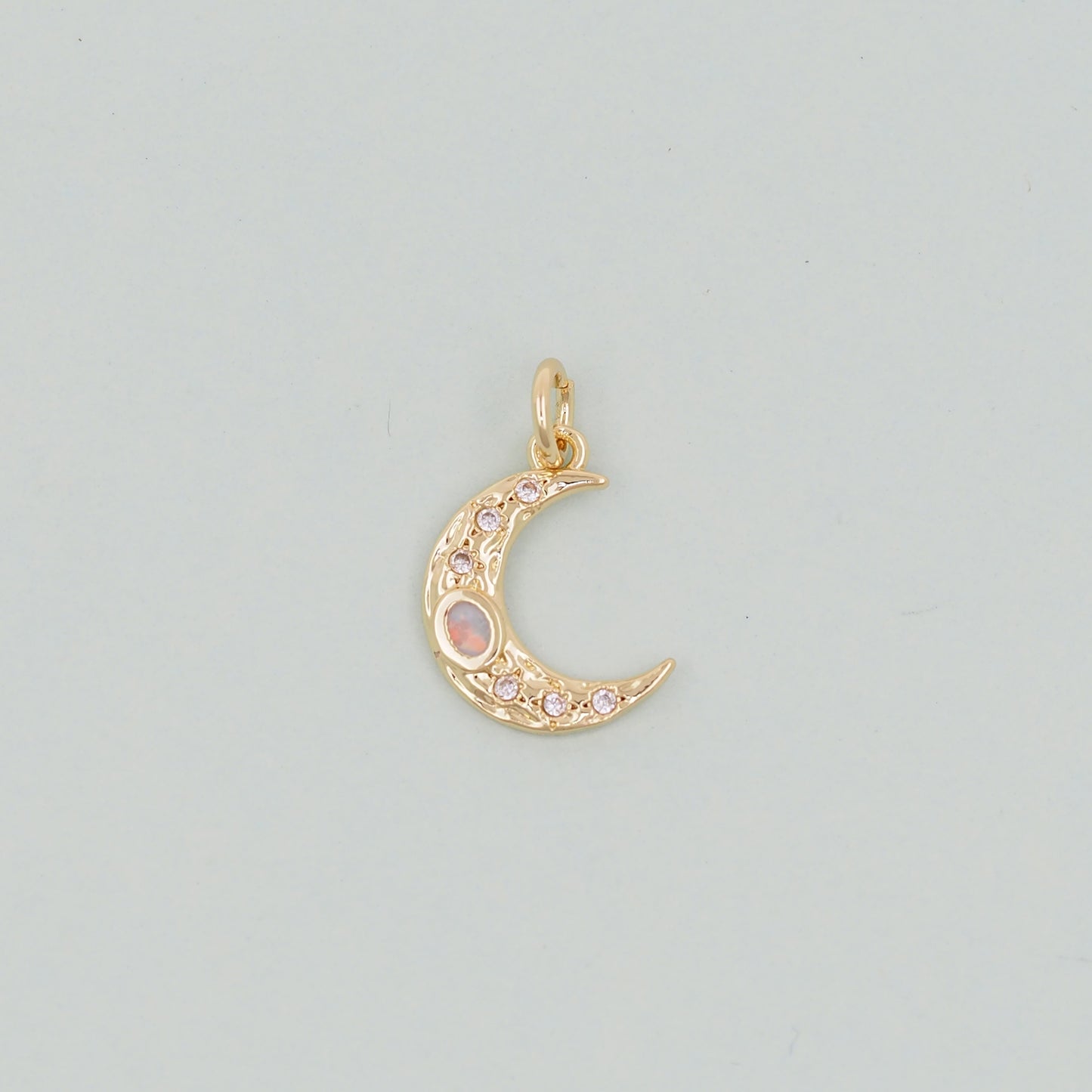 Gold Moon Charms,18K Gold Filled CZ Moon Pendant,Celestial Charm Bracelet Necklace for DIY Jewelry Making Supply