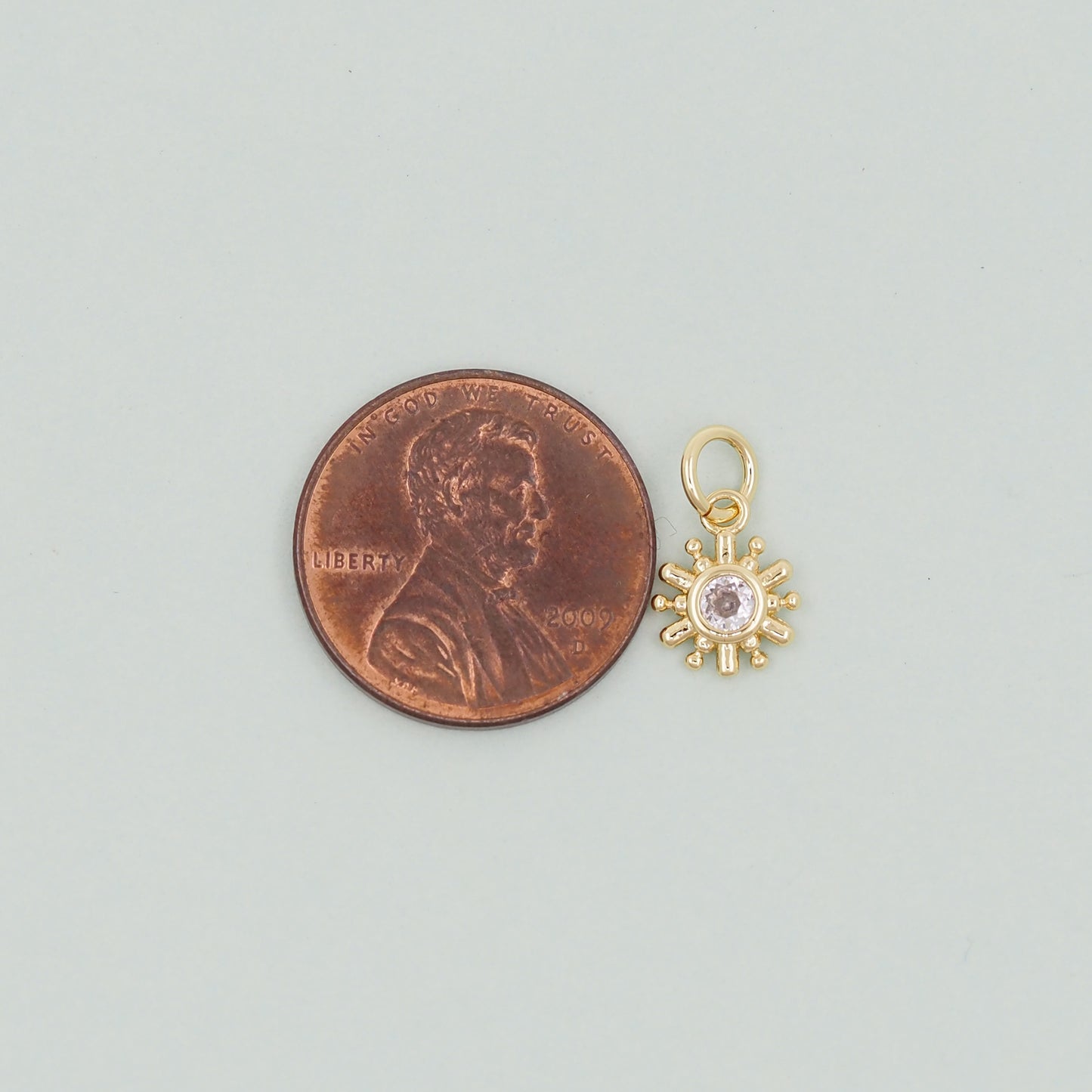 Gold Sun Charms,18K Gold Filled Round Coin Pendant,Celestial Charm Bracelet Necklace for DIY Jewelry Making Supply