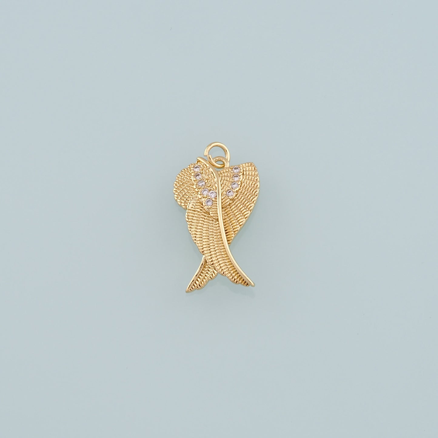Gold Wing Charms,18K Gold Filled Wings Pendant,CZ Micro Pave Angel Wings Charm Bracelet Necklace for DIY Jewelry Making Supply