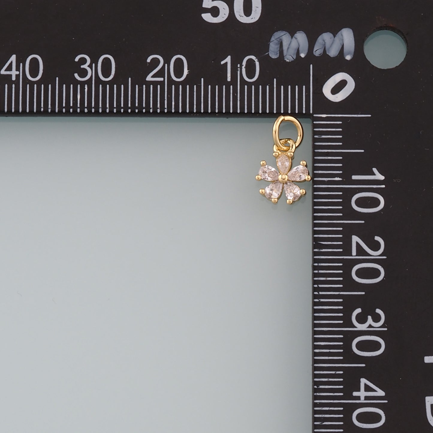 Gold Flower Charms,18K Gold Filled Flower Pendant,CZ Micro Pave Flower Charm Bracelet Necklace for DIY Jewelry Making Supply