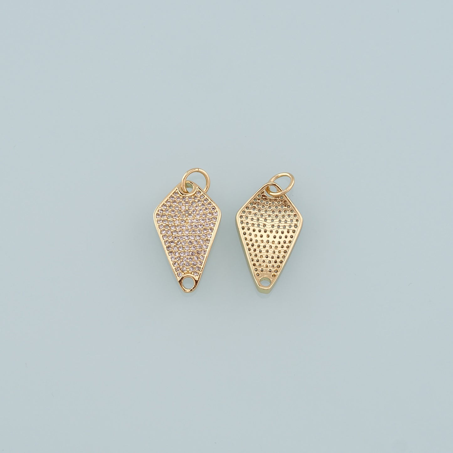 18K Gold Filled Rhombus Pendant, CZ Micro Pave Rhombus Charm Bracelet Necklace for DIY Jewelry Making Supply