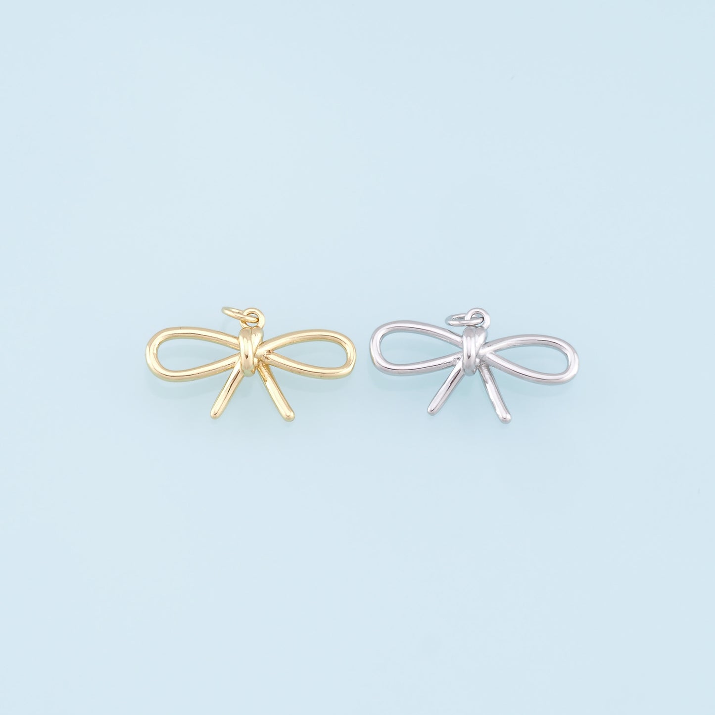 Gold Bow Charms,18K Gold Filled Bow Pendant,bow tie Charm Bracelet Necklace for DIY Jewelry Making Supply