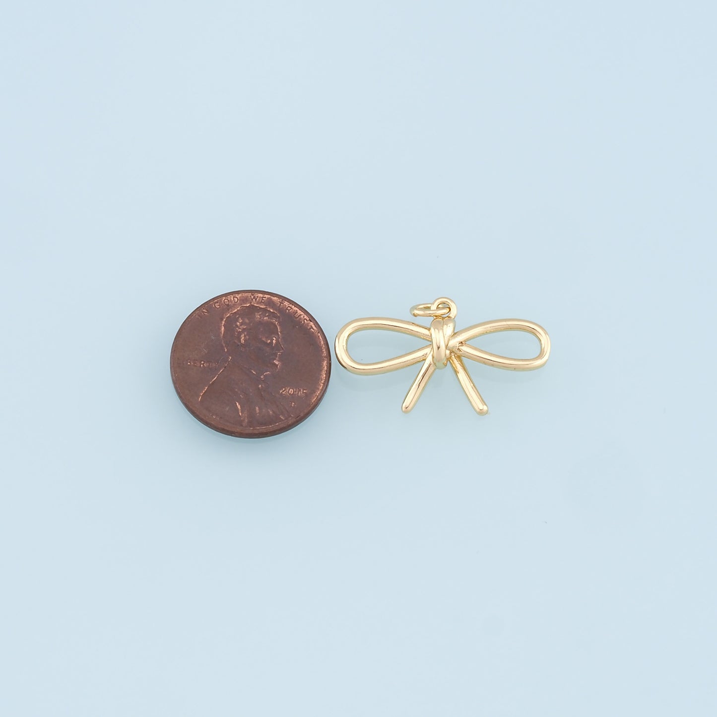 Gold Bow Charms,18K Gold Filled Bow Pendant,bow tie Charm Bracelet Necklace for DIY Jewelry Making Supply