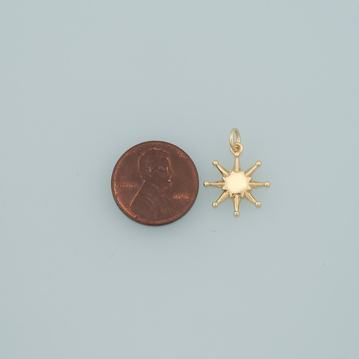 Gold Sun Charms,18K Gold Filled Sun Pendant,Celestial Charm Bracelet Necklace for DIY Jewelry Making Supply