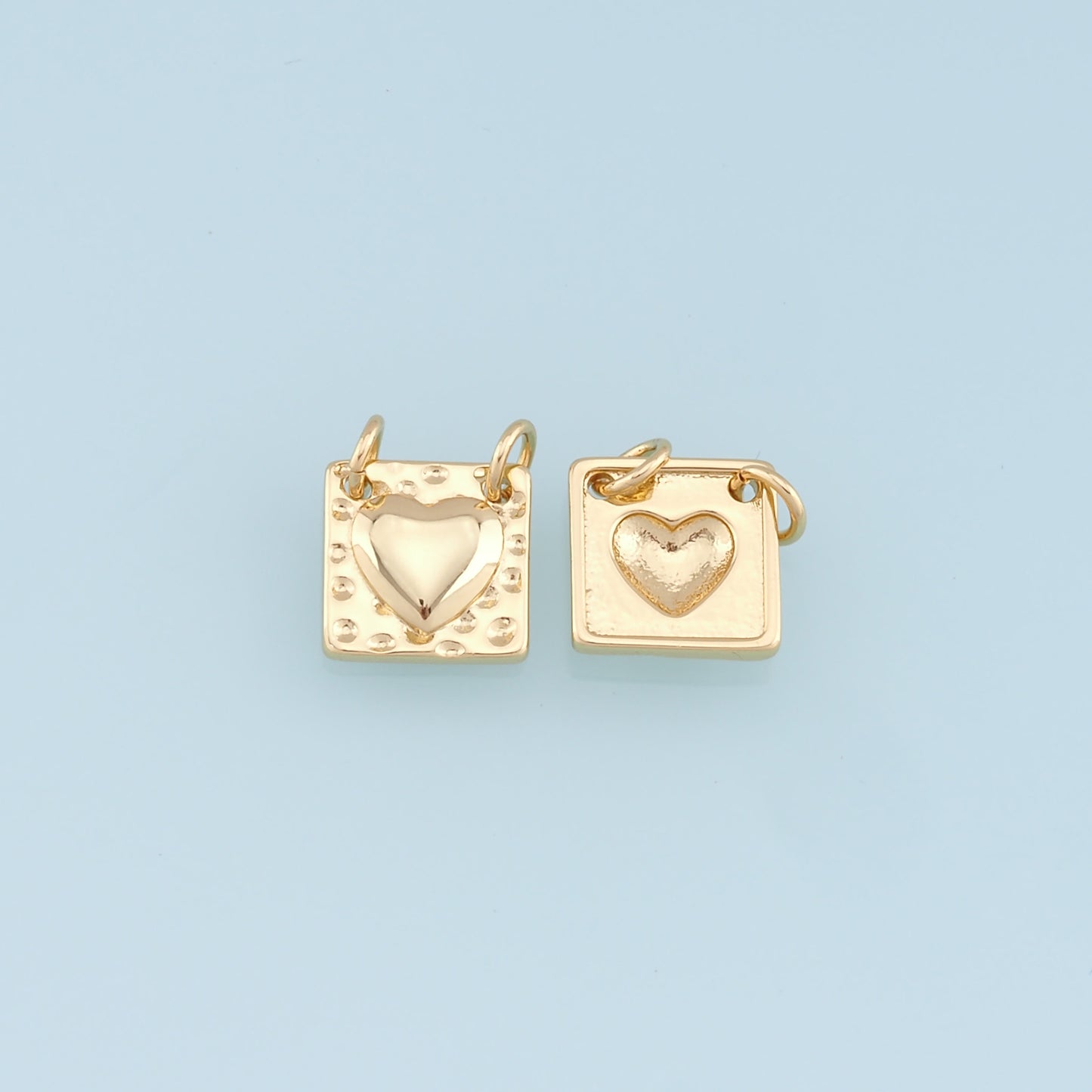 Gold Heart Charms,18K Gold Filled Heart Pendant,Heart Charm Bracelet Necklace for DIY Jewelry Making Supply