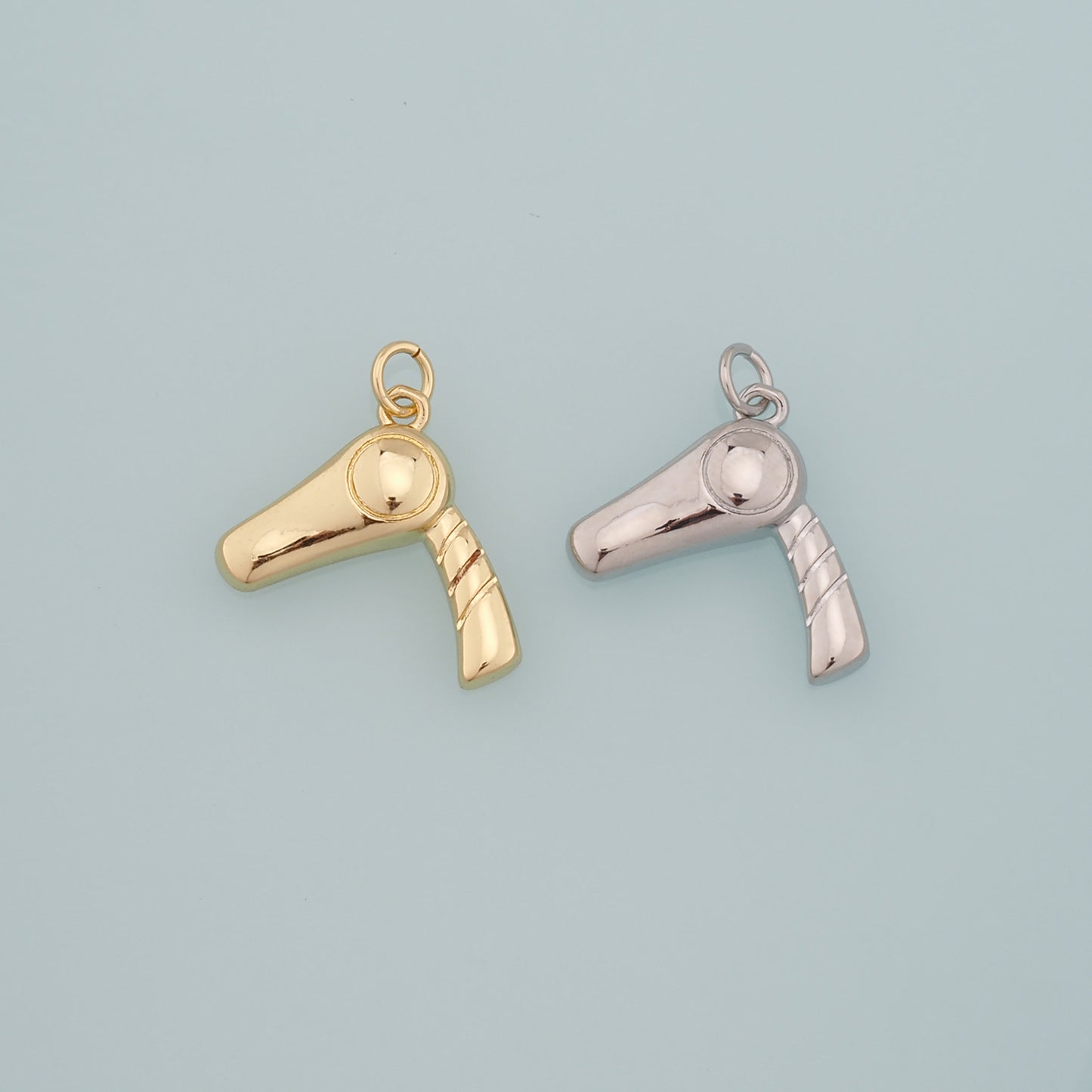 Gold Hairstylist Charms,18K Gold Filled Hair Dryer Pendant,Hair Dryer Charm Bracelet Necklace for DIY Jewelry Making Supply