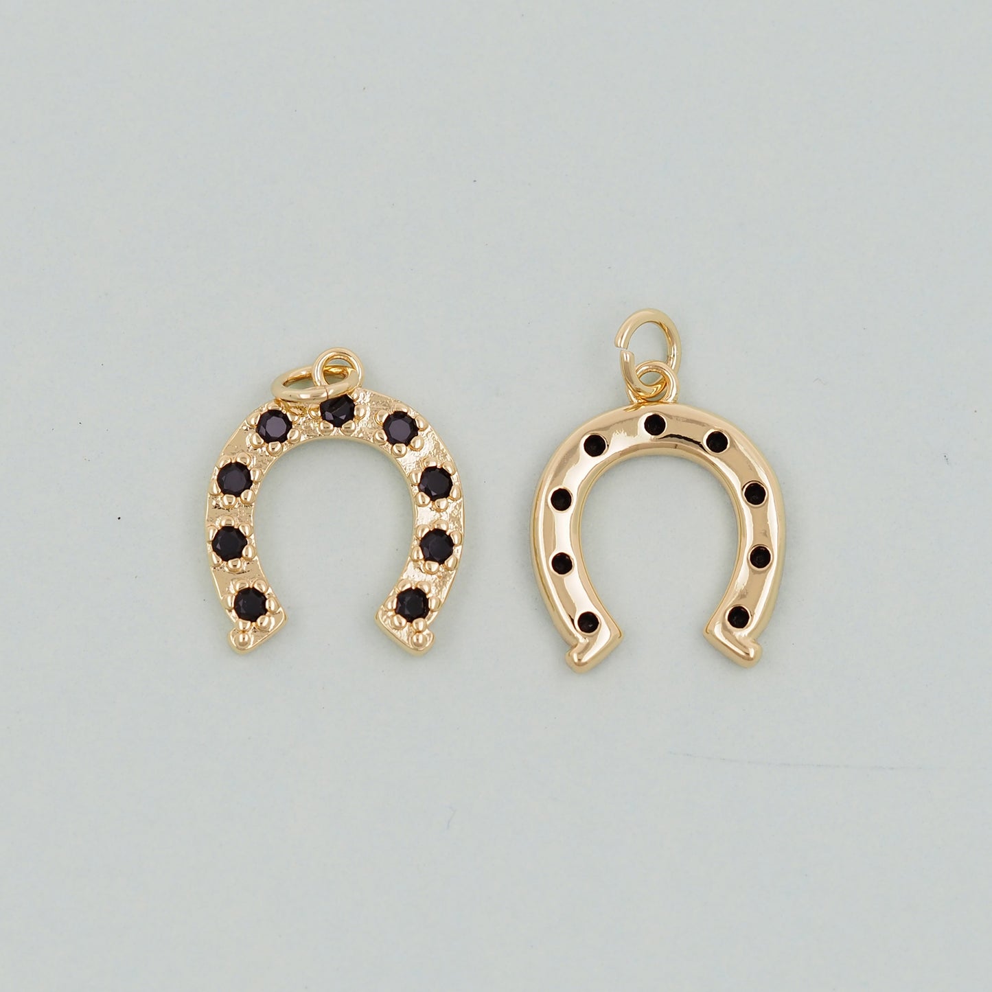 Gold horseshoe Charms,18K Gold Filled CZ horseshoe Pendant,horseshoe Charm Bracelet Necklace for DIY Jewelry Making Supply