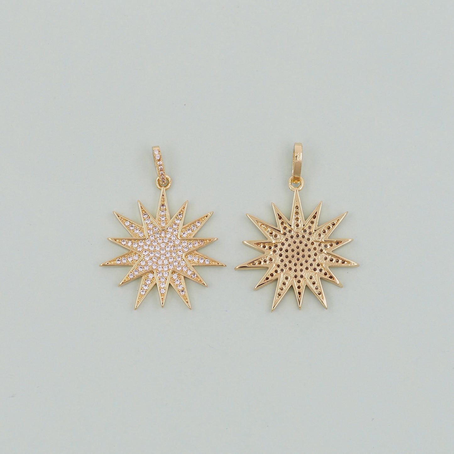 Gold Sun Charms,18K Gold Filled Star Pendant,Celestial Charm Bracelet Necklace for DIY Jewelry Making Supply