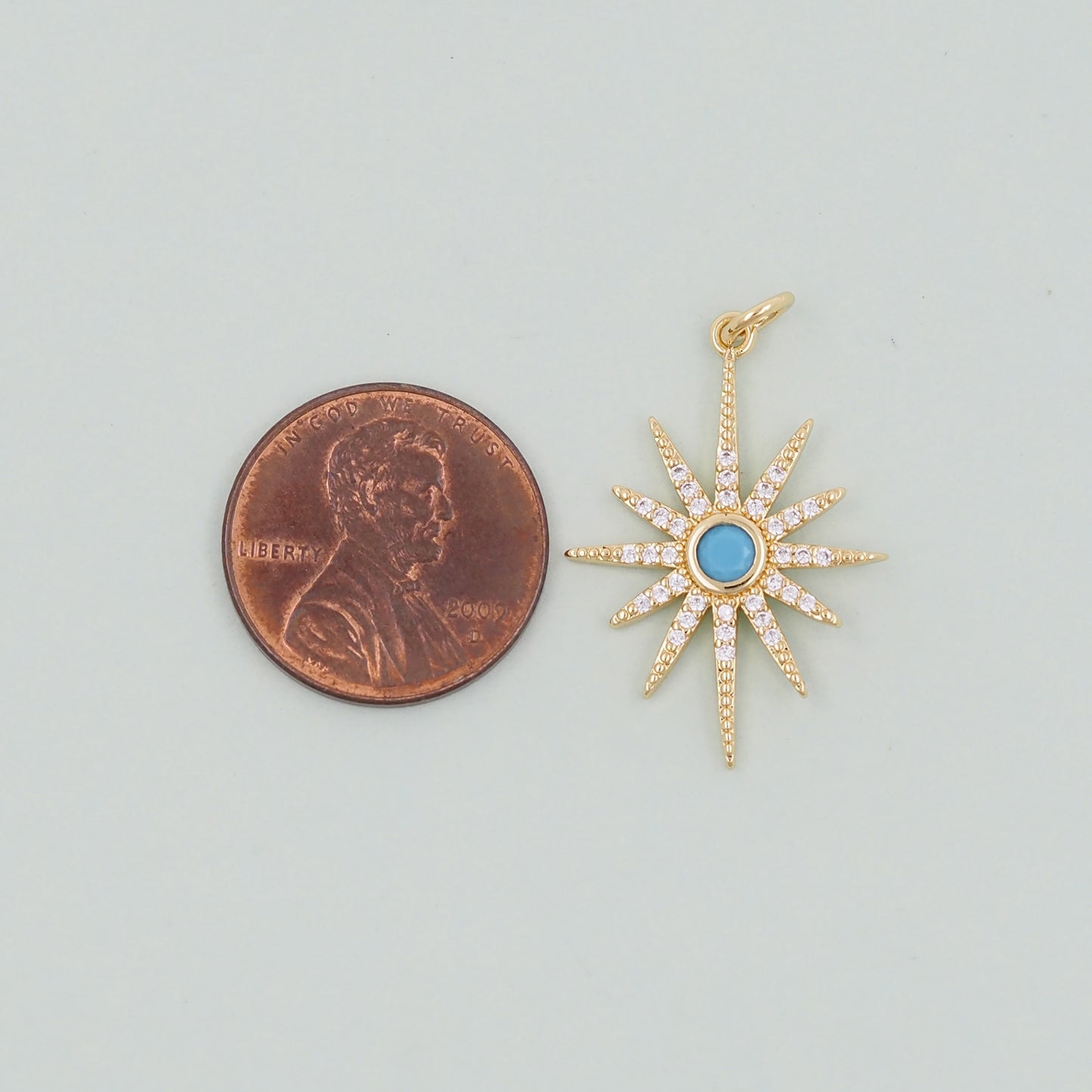 Gold Star Charms,18K Gold Filled Starburst Pendant,North Star Charm Bracelet Necklace for DIY Jewelry Making Supply