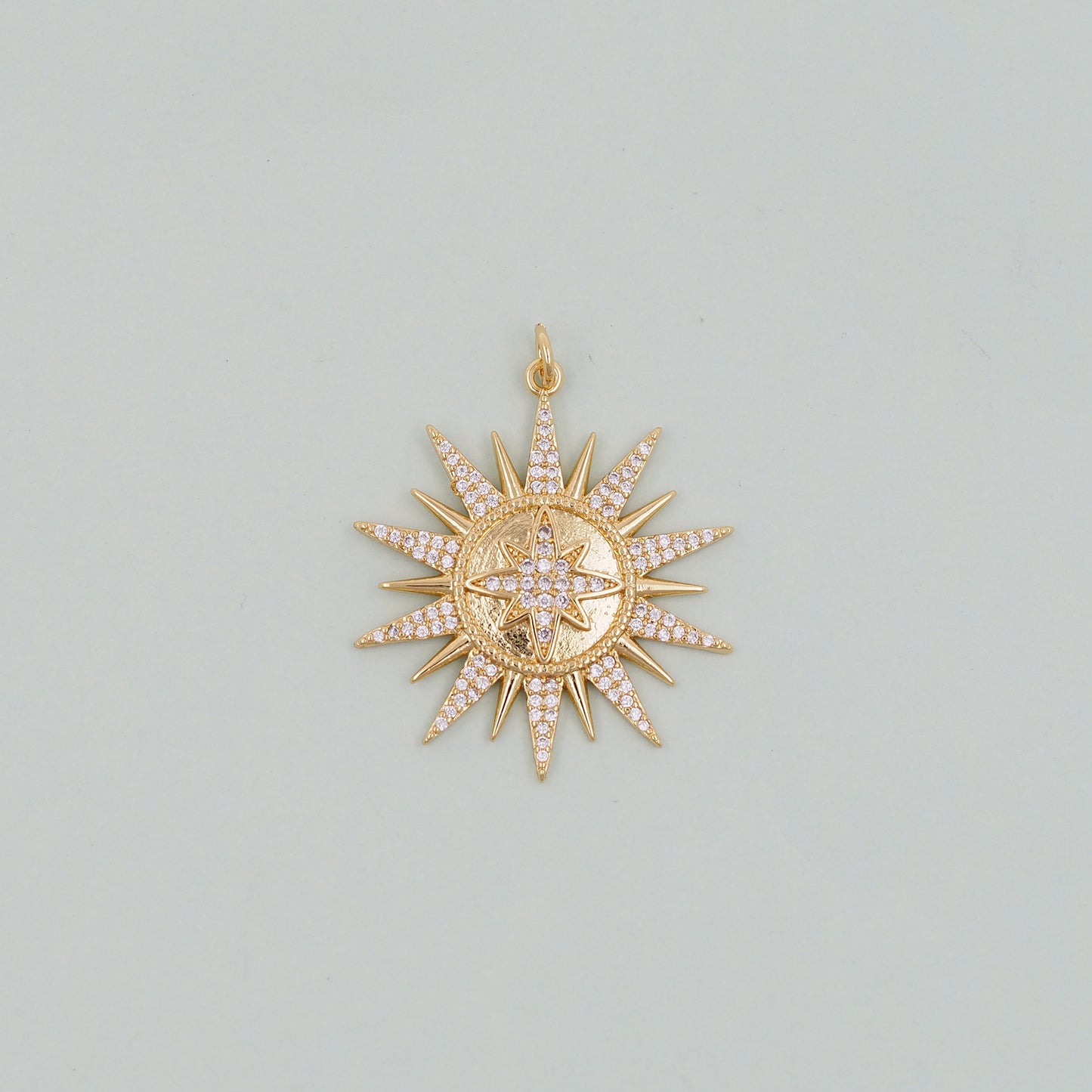 Gold Sun Charms,18K Gold Filled Star Pendant,Celestial Charm Bracelet Necklace for DIY Jewelry Making Supply