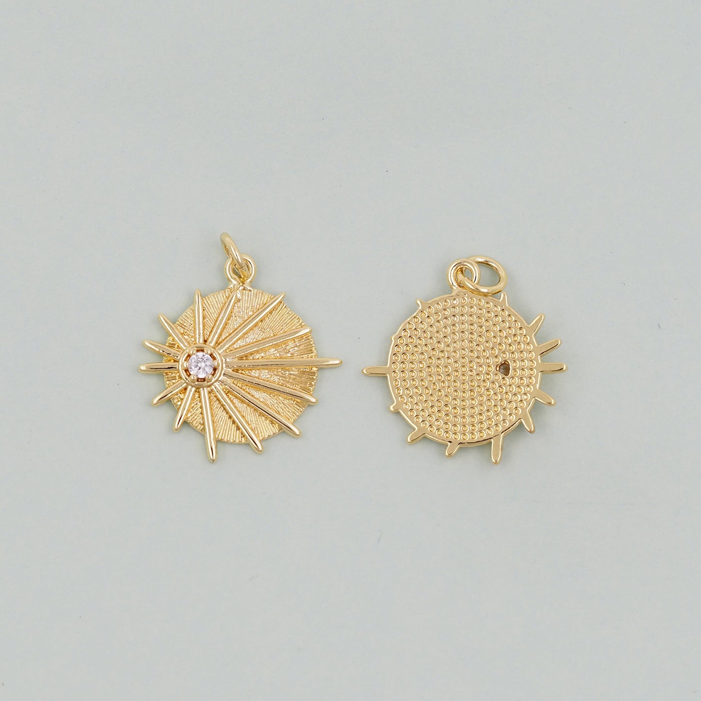 Gold Sun Charms,18K Gold Filled Sun Pendant,Celestial Charm Bracelet Necklace for DIY Jewelry Making Supply