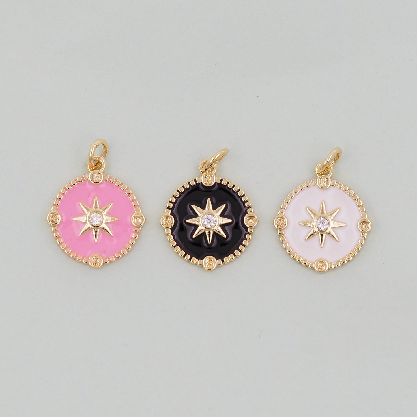 Gold Enamel Star Charms,18K Gold Filled Starburst Pendant,North Star Charm Bracelet Necklace for DIY Jewelry Making Supply