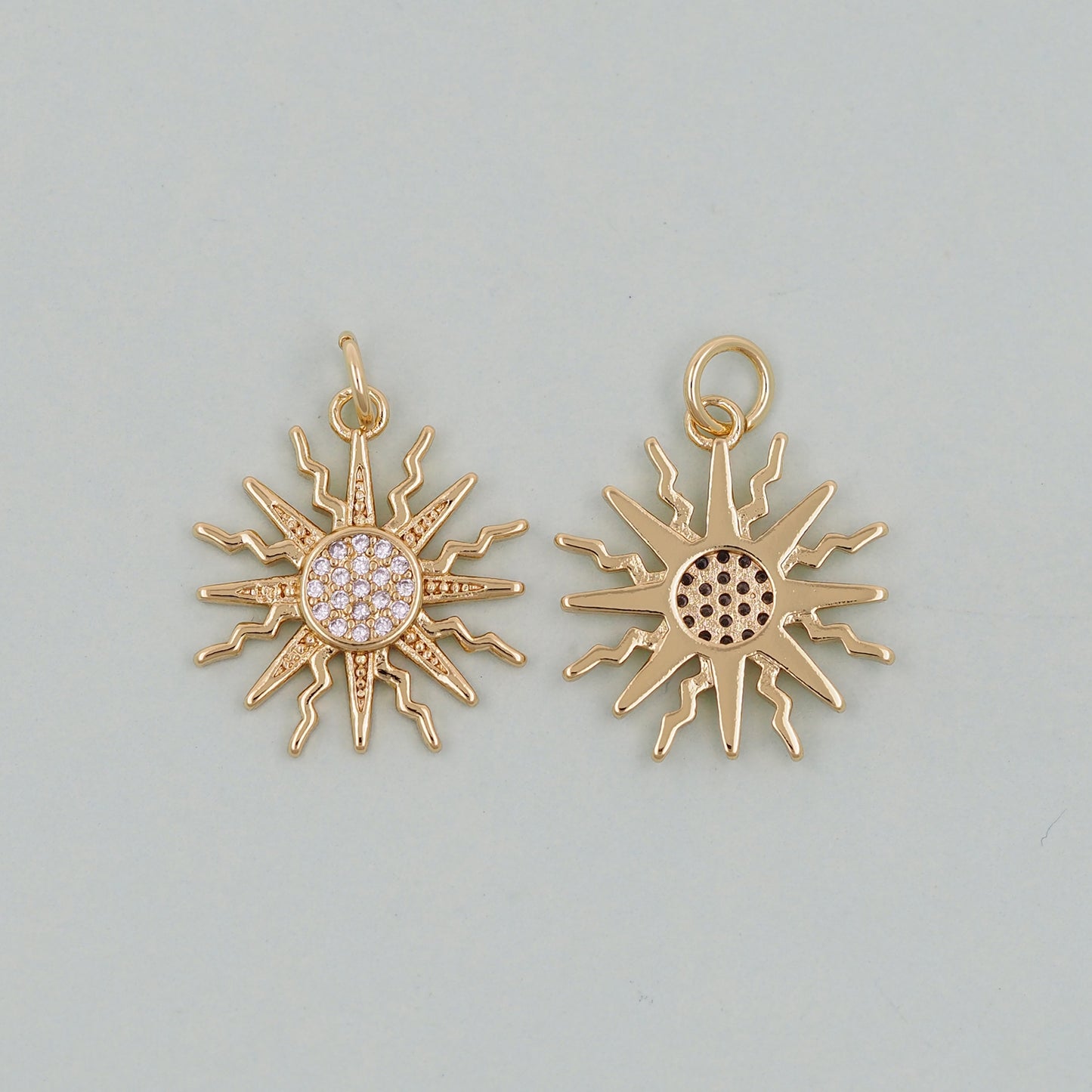 Gold Sun Charms,18K Gold Filled Sun Pendant,Celestial Charm Bracelet Necklace for DIY Jewelry Making Supply