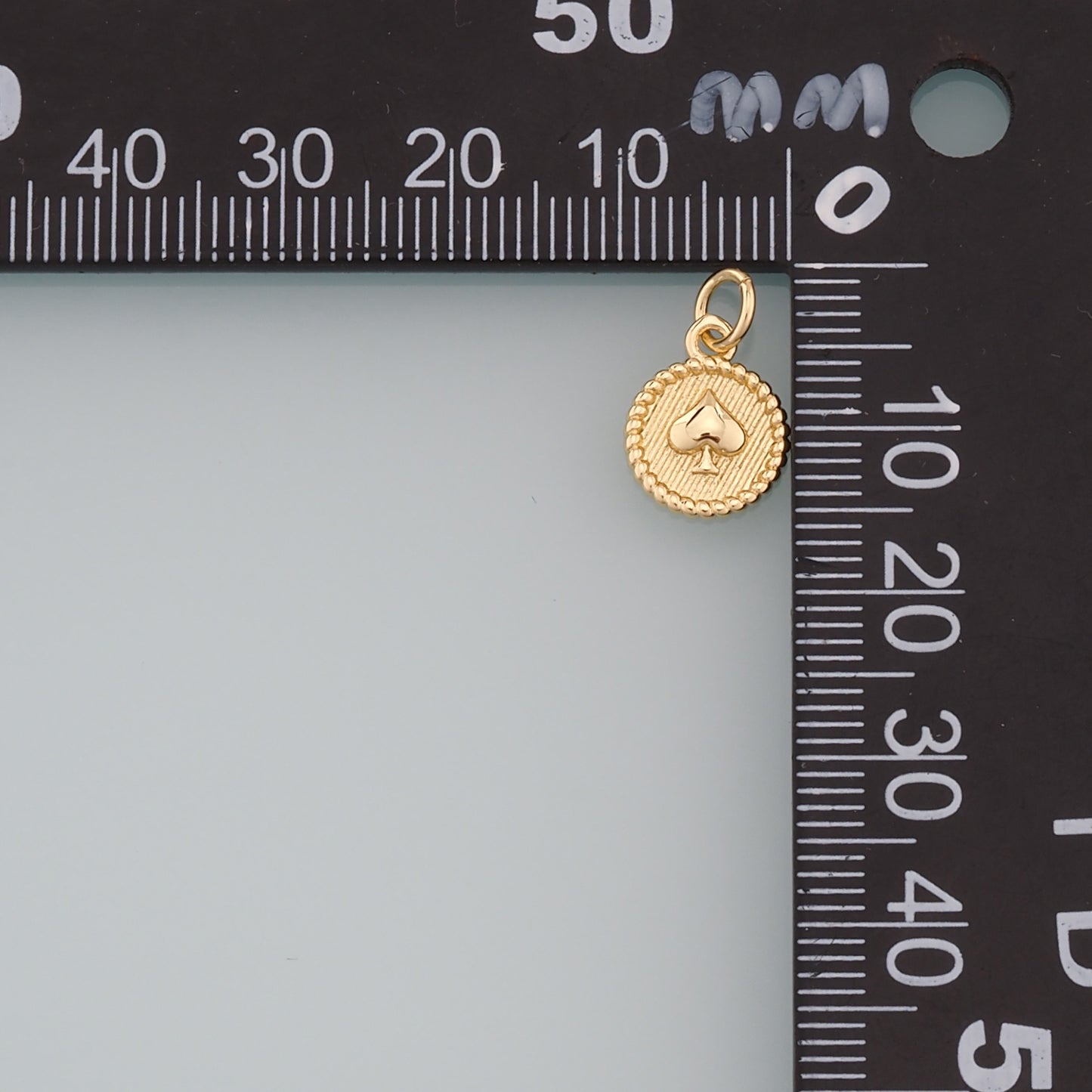 18K Gold Filled Heart of Spades Pendant,CZ Micro Pave Poker Charm Bracelet Necklace for DIY Jewelry Making Supply