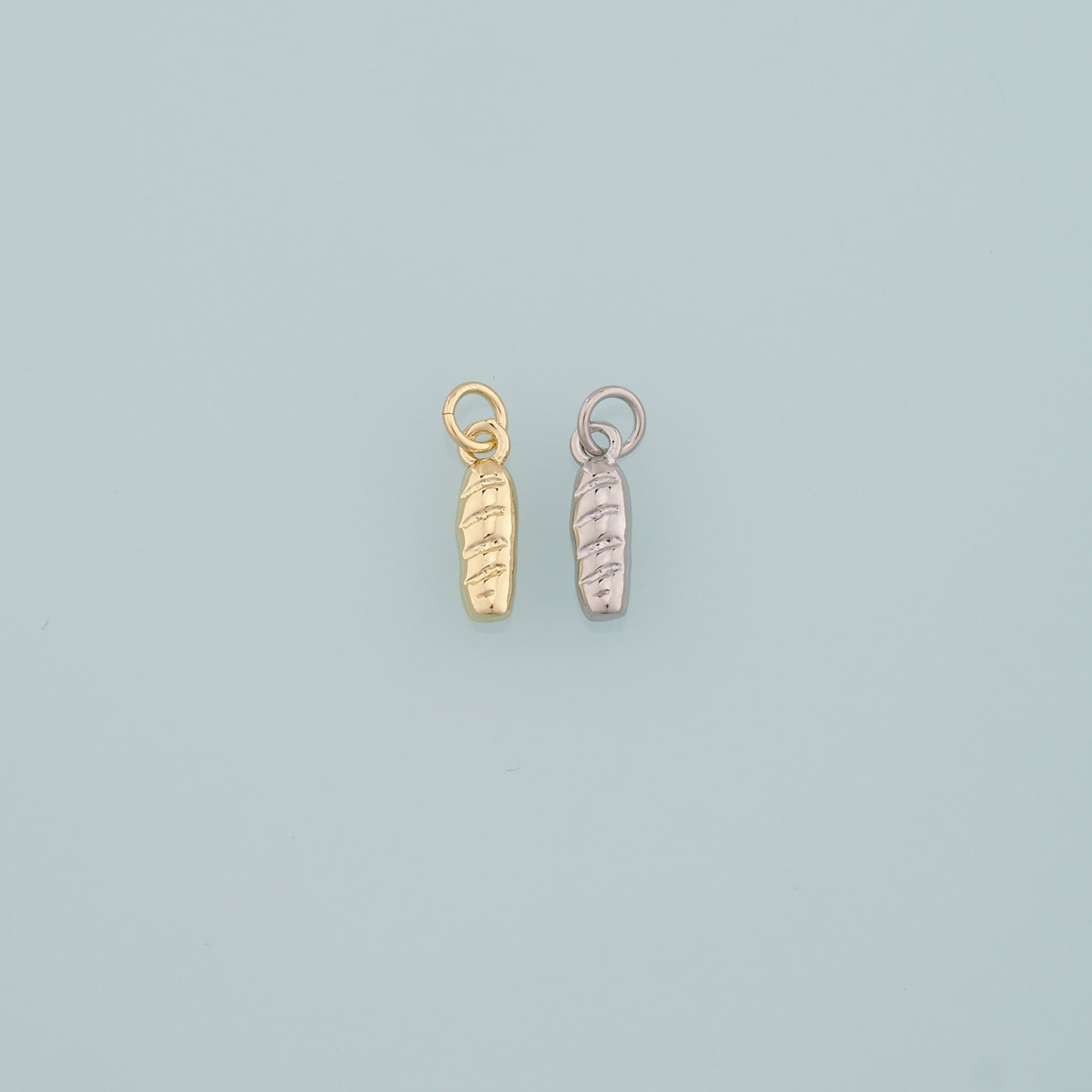 Gold Food Charms,18K Gold Filled Bread Pendant,Dainty French Bread Charm Bracelet Necklace for DIY Jewelry Making Supply
