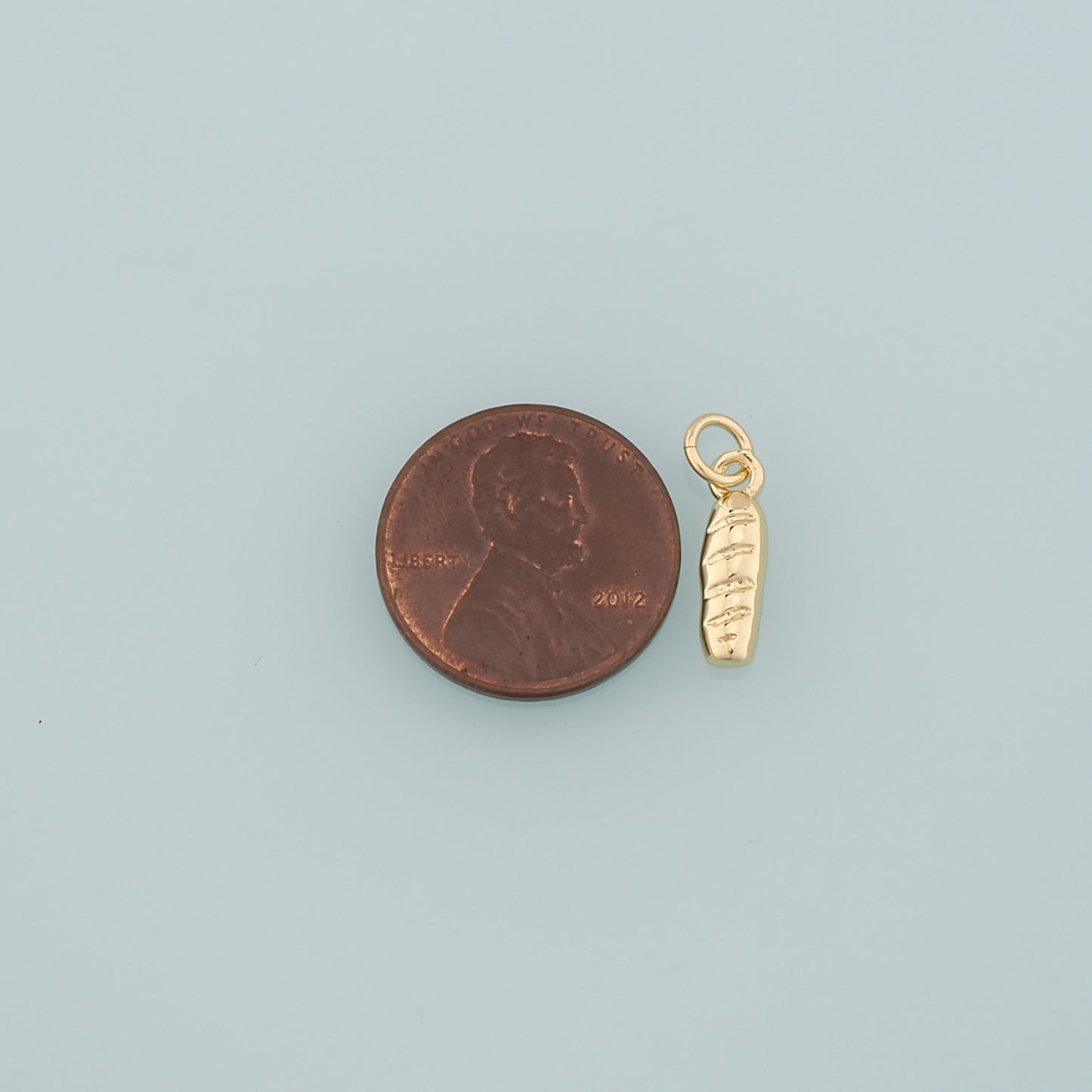 Gold Food Charms,18K Gold Filled Bread Pendant,Dainty French Bread Charm Bracelet Necklace for DIY Jewelry Making Supply