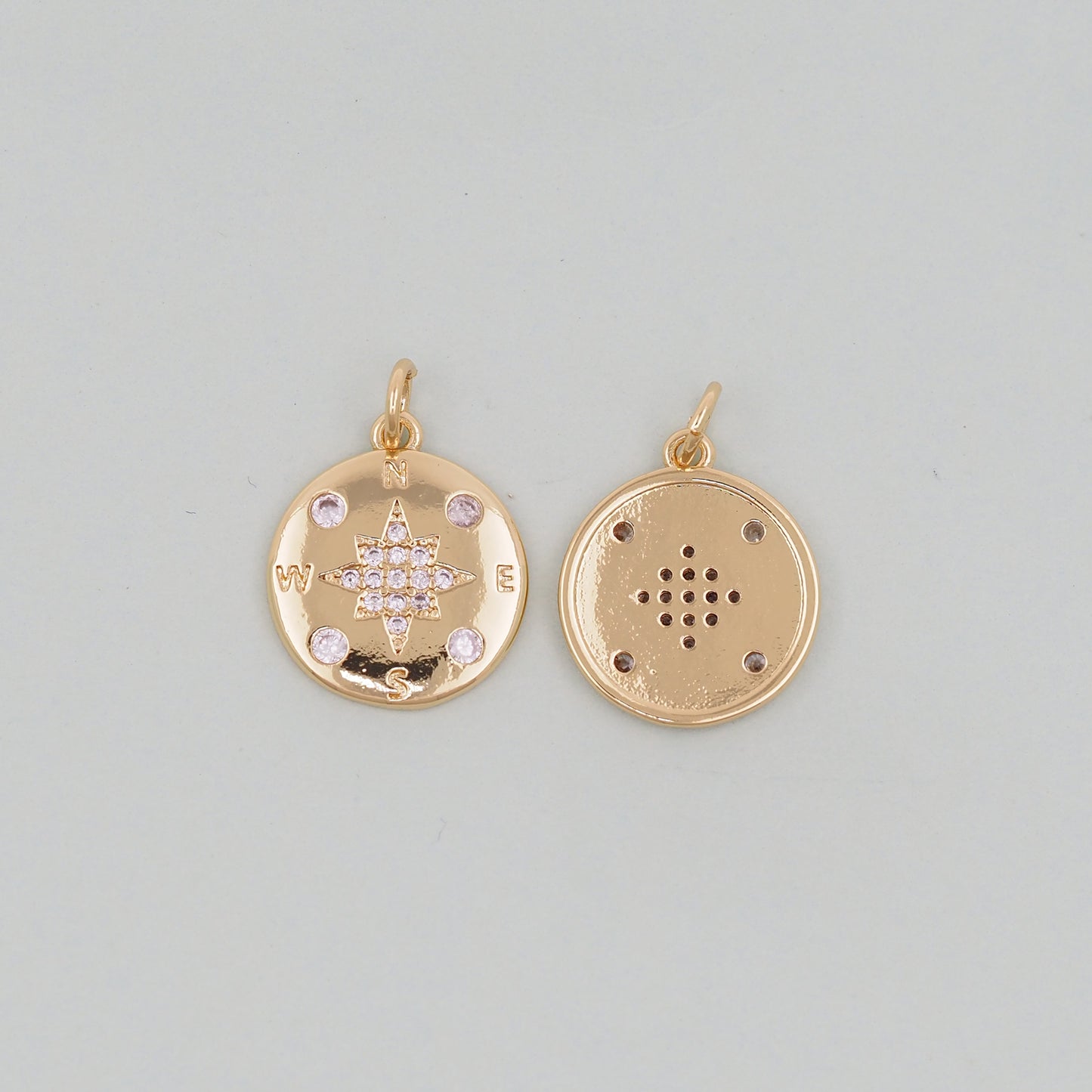 Gold Compass Charms,18K Gold Filled Starburst Pendant,North Star Charm Bracelet Necklace for DIY Jewelry Making Supply