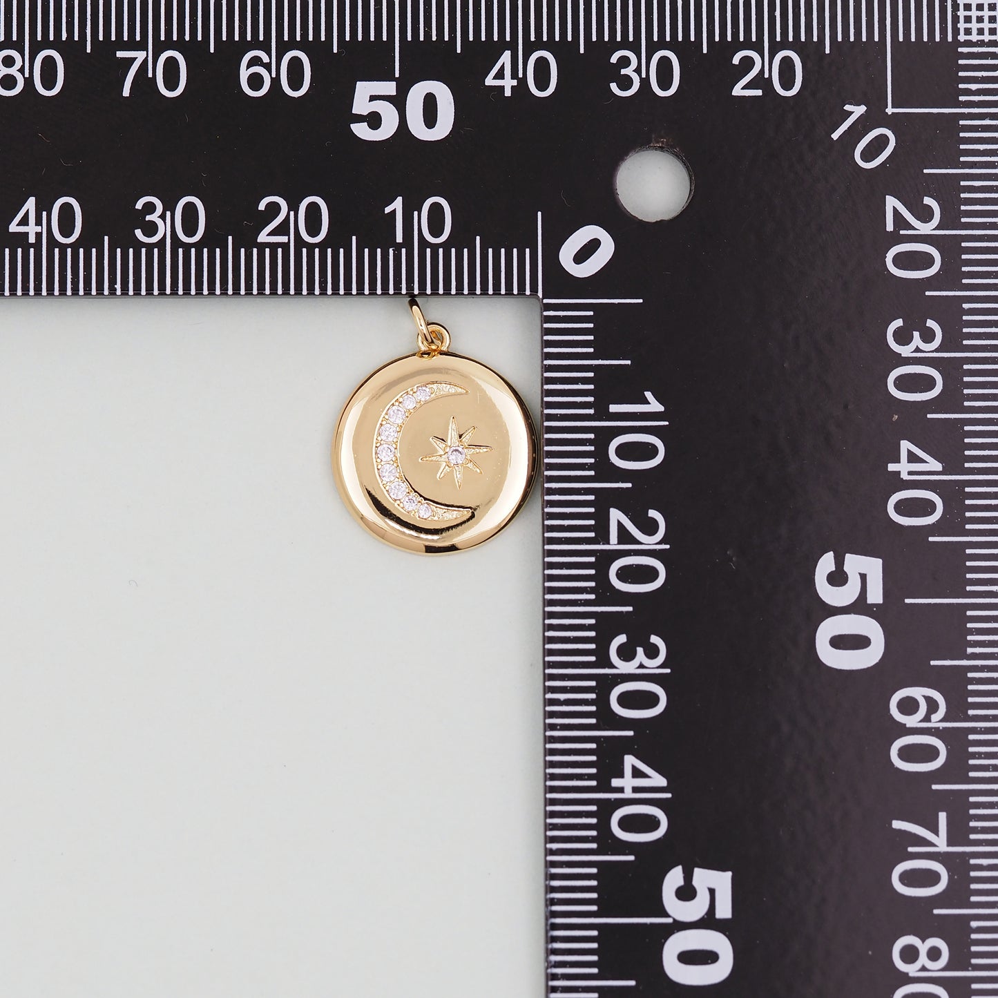 Gold Moon Star Charms,18K Gold Filled CZ Moon Pendant,Celestial Charm Bracelet Necklace for DIY Jewelry Making Supply