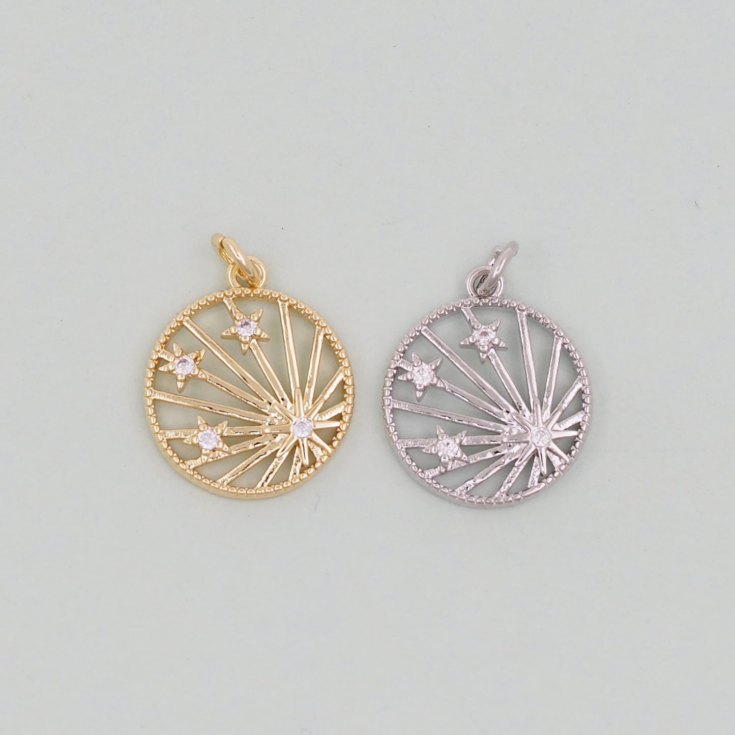 Gold Star Charms,18K Gold Filled Sun Pendant,Celestial Charm Bracelet Necklace for DIY Jewelry Making Supply