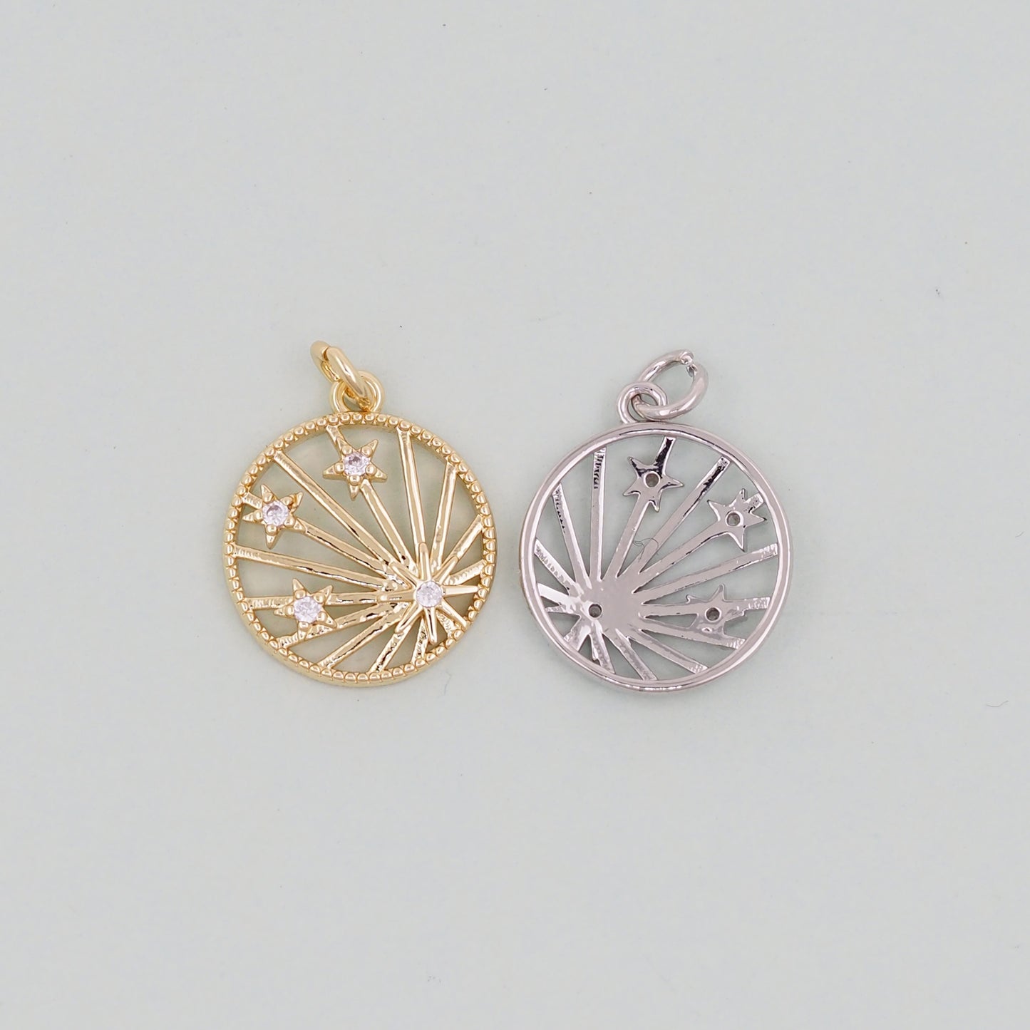 Gold Star Charms,18K Gold Filled Sun Pendant,Celestial Charm Bracelet Necklace for DIY Jewelry Making Supply